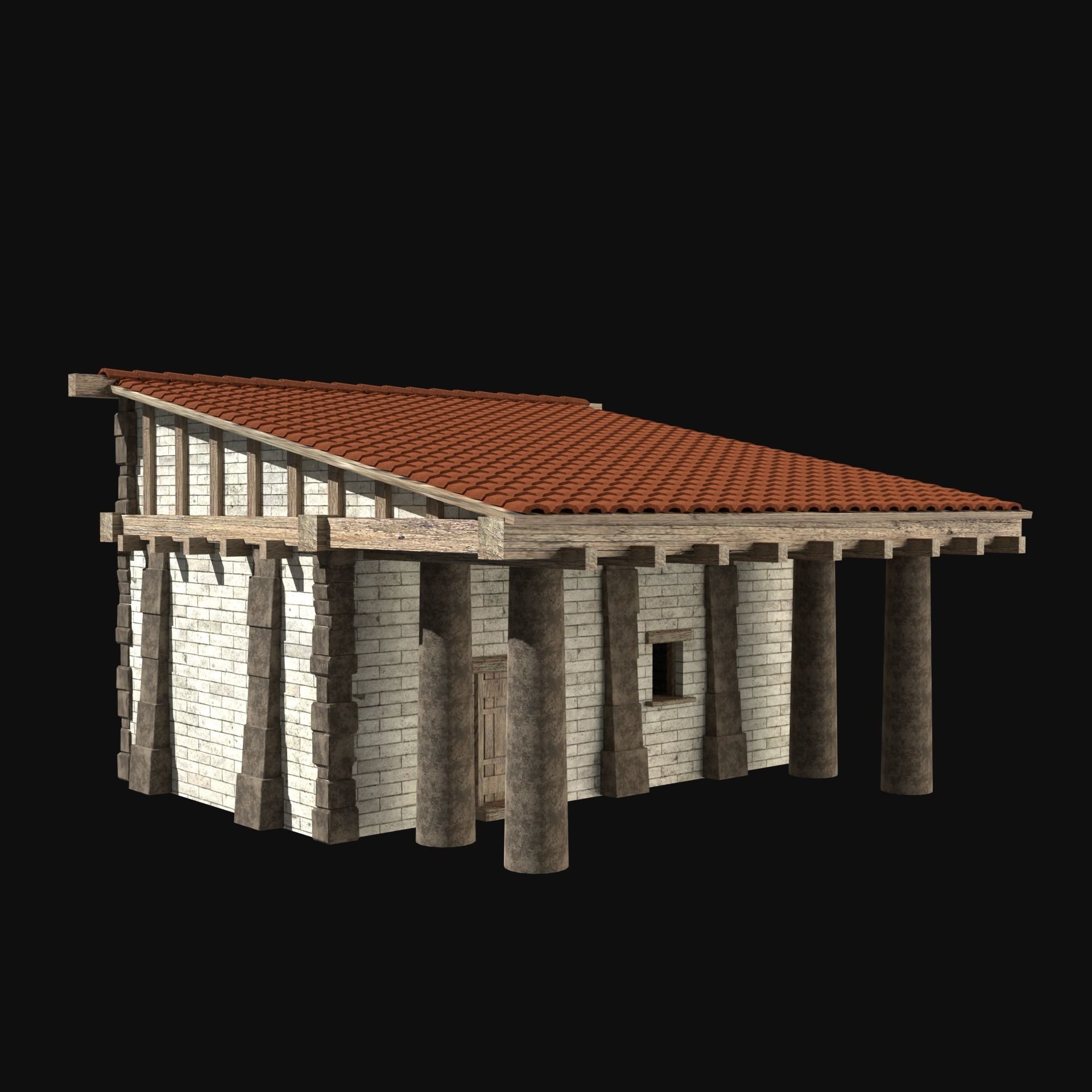 ANCIENT GREEK ROMAN STONE ROME HOUSE HUT BUILDING COLLECTION Low-poly 3D model_5