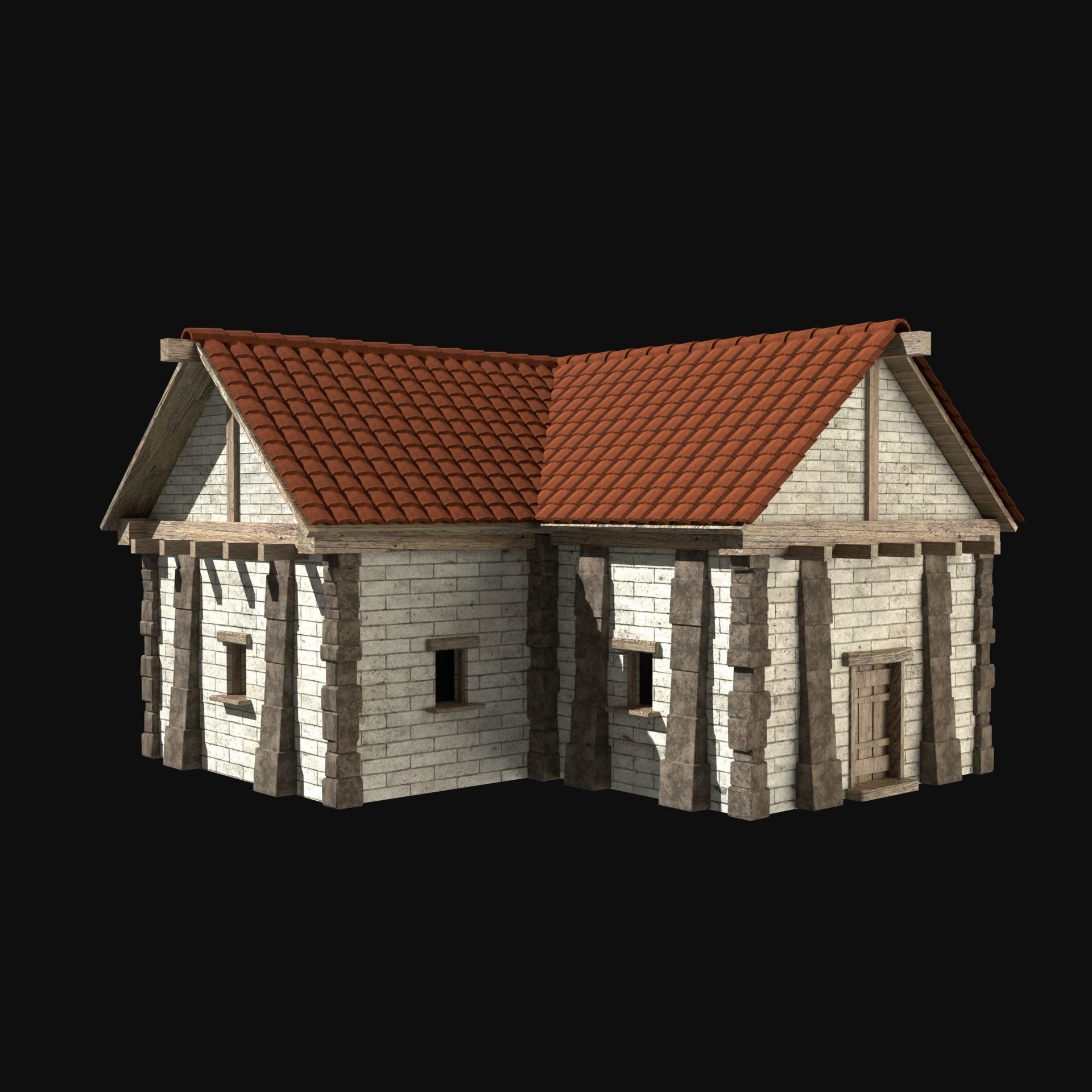 ANCIENT GREEK ROMAN STONE ROME HOUSE HUT BUILDING COLLECTION Low-poly 3D model_2