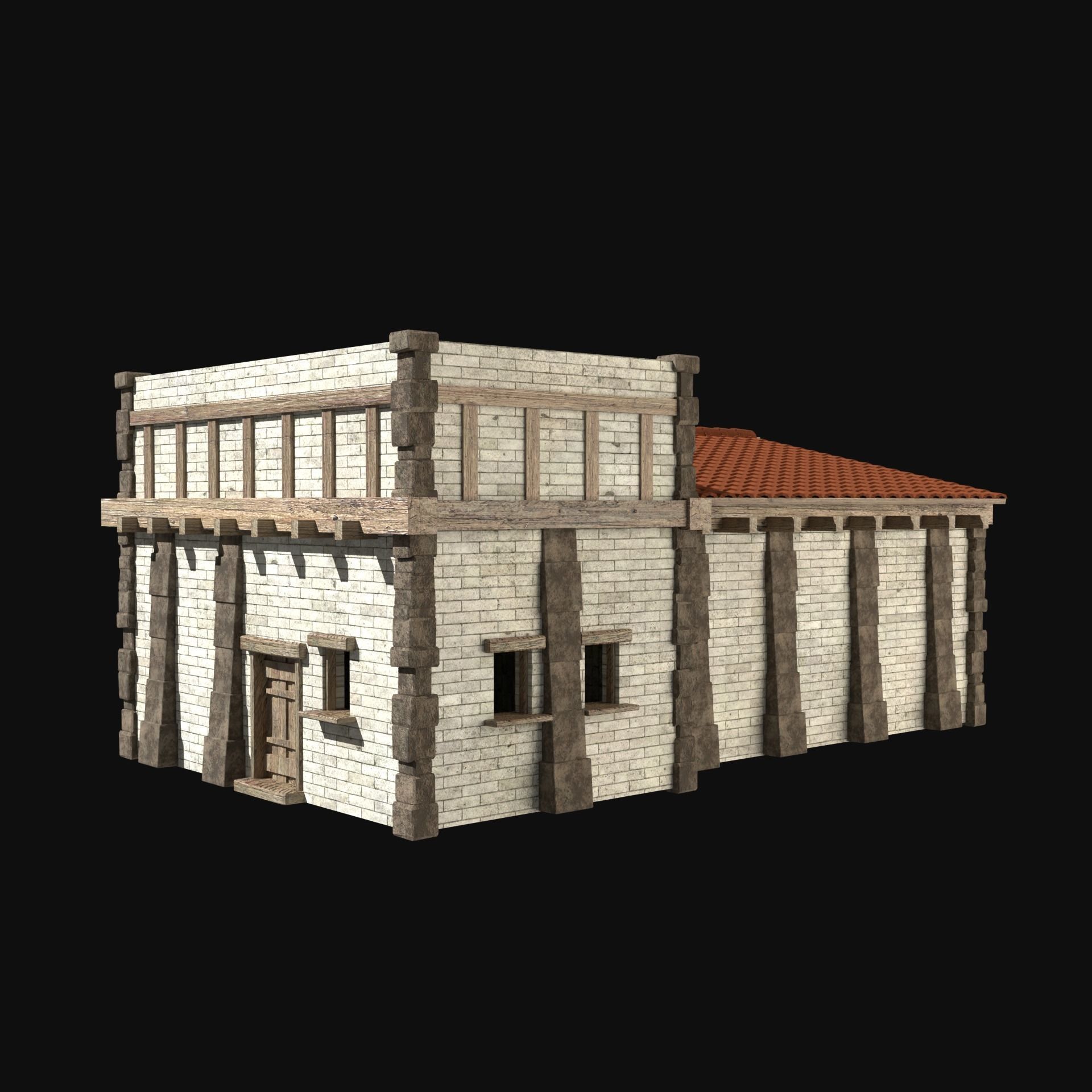 ANCIENT GREEK ROMAN STONE ROME HOUSE HUT BUILDING COLLECTION Low-poly 3D model_4