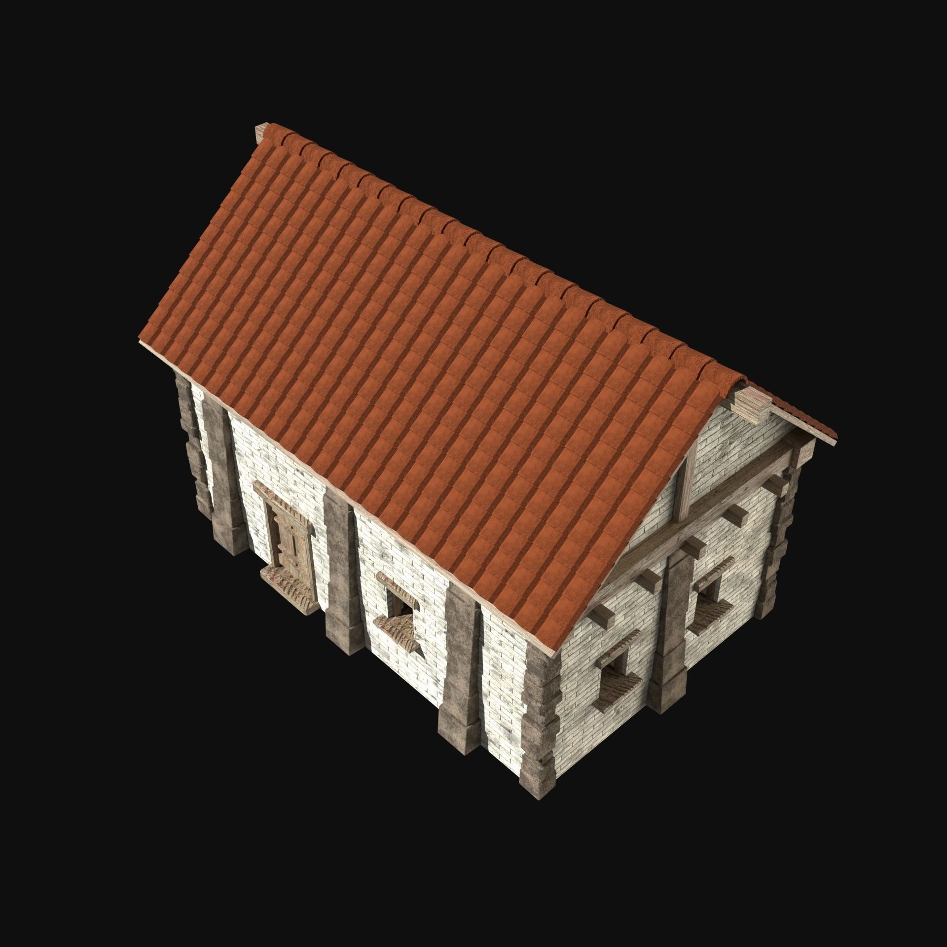 ANCIENT GREEK ROMAN STONE ROME HOUSE HUT BUILDING COLLECTION Low-poly 3D model_31