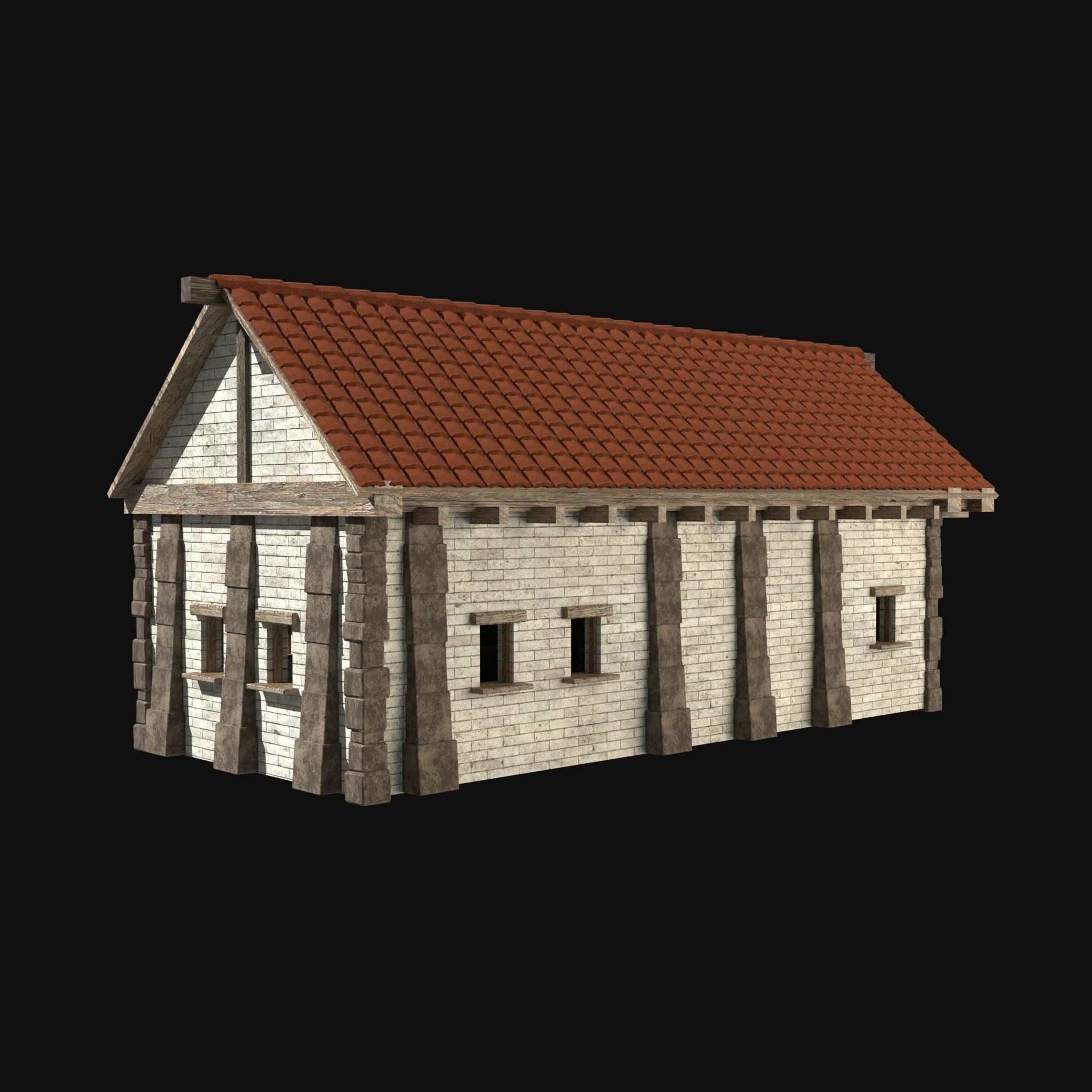 ANCIENT GREEK ROMAN STONE ROME HOUSE HUT BUILDING COLLECTION Low-poly 3D model_26