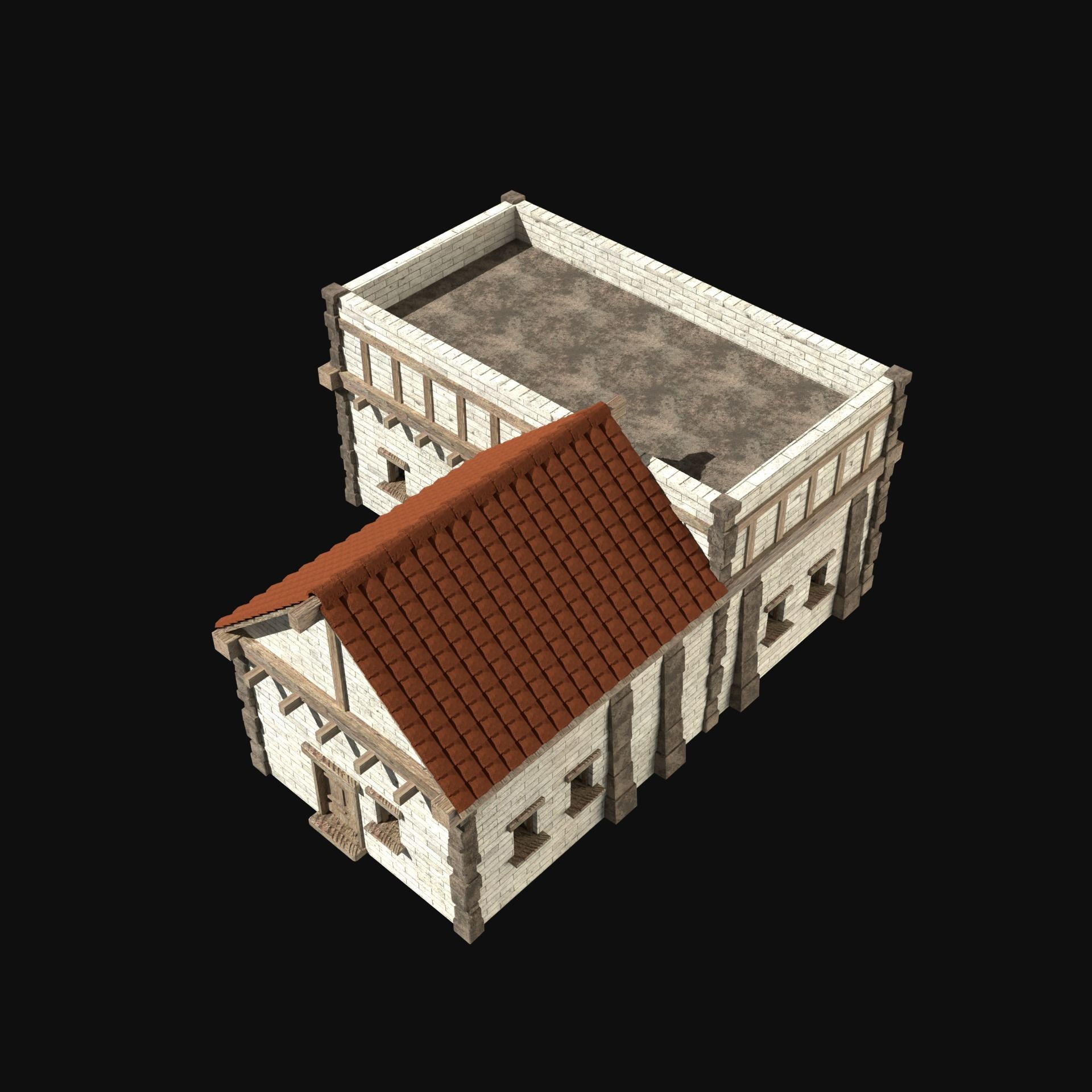 ANCIENT GREEK ROMAN STONE ROME HOUSE HUT BUILDING COLLECTION Low-poly 3D model_39