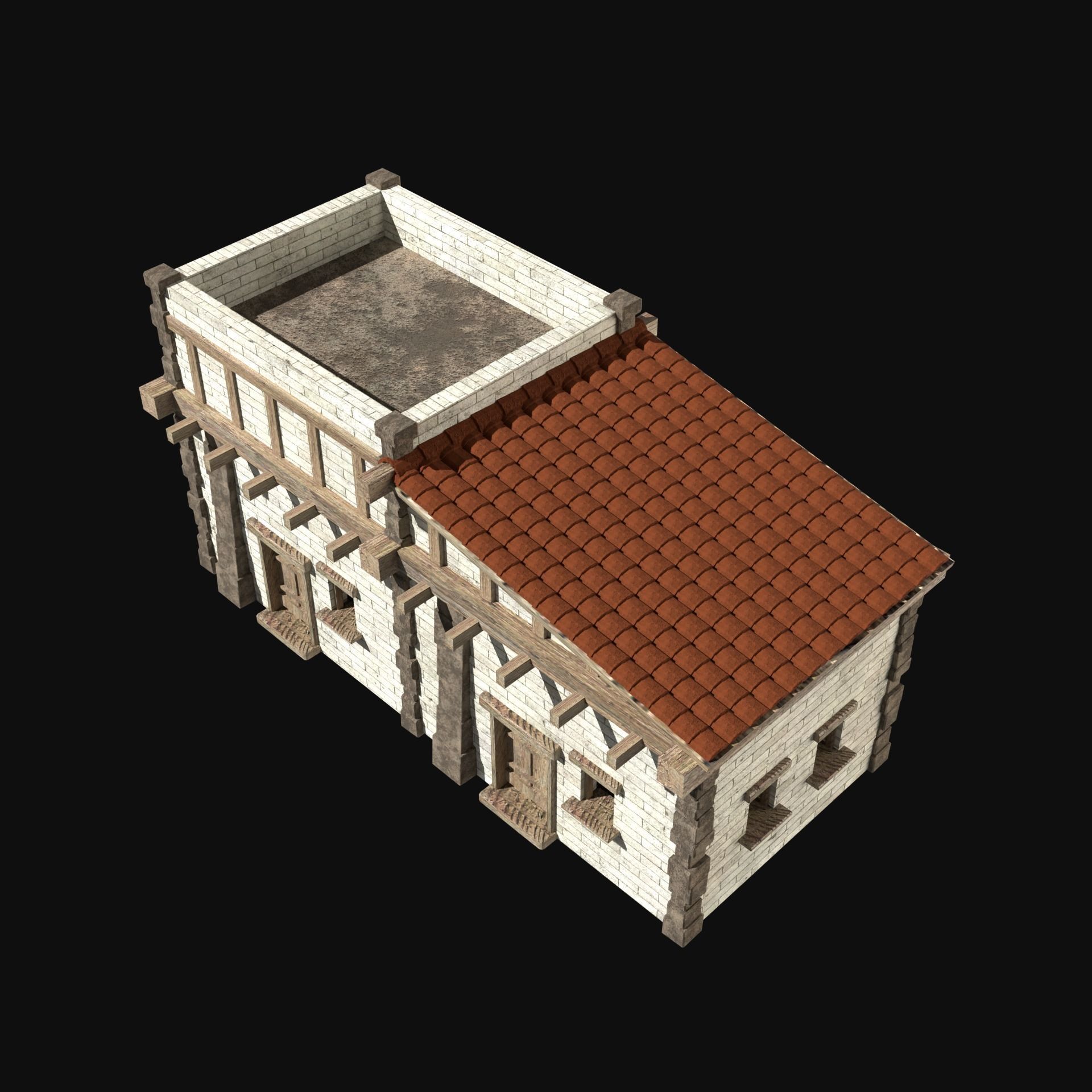 ANCIENT GREEK ROMAN STONE ROME HOUSE HUT BUILDING COLLECTION Low-poly 3D model_33