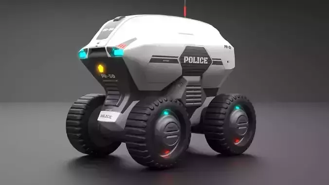 Sci-fi Police Droid Robot Low-poly 3D model