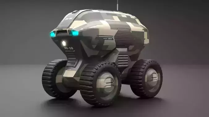Military Sci-Fi Droid Low-poly 3D model