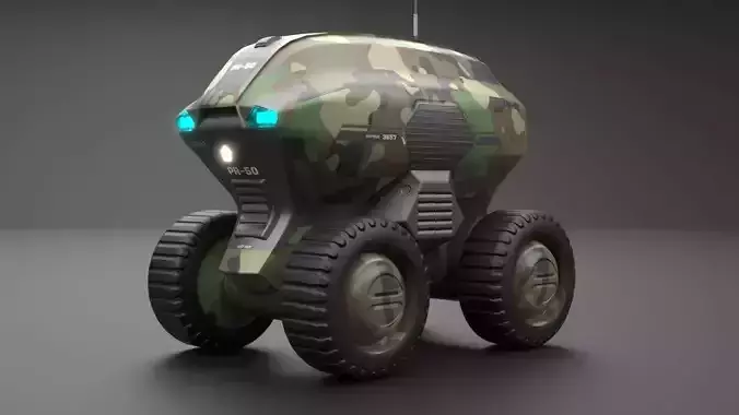 Military Sci-Fi Droid Low-poly 3D model