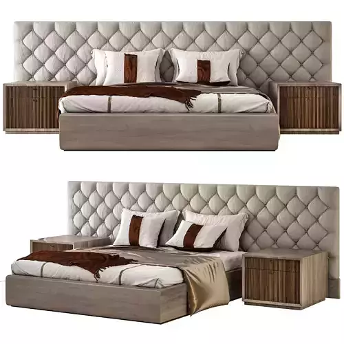 beige silk bed Bizzotto Italia