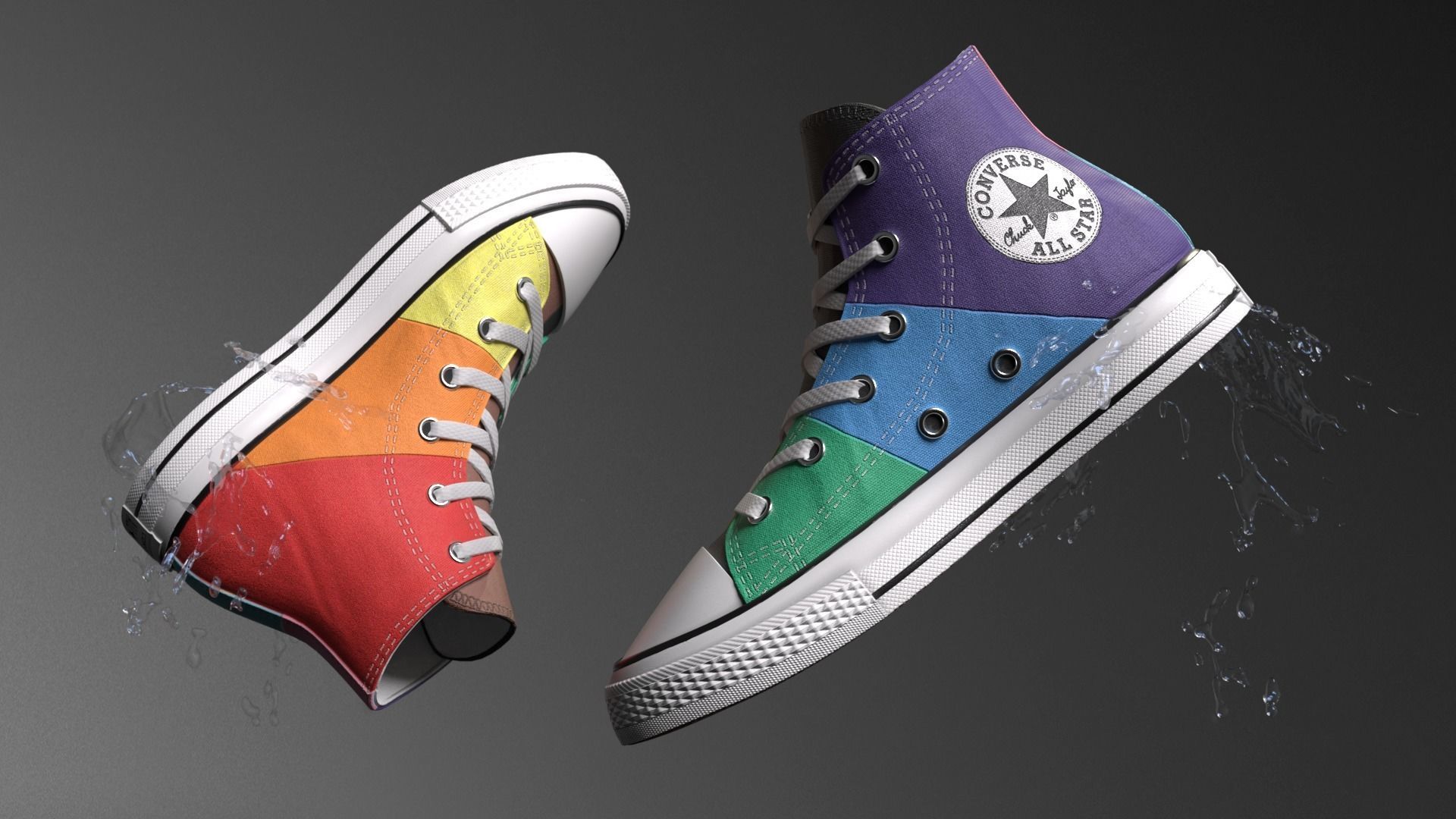 Model PBR Shoes Converse Multicolor  Low-poly 3D model_2
