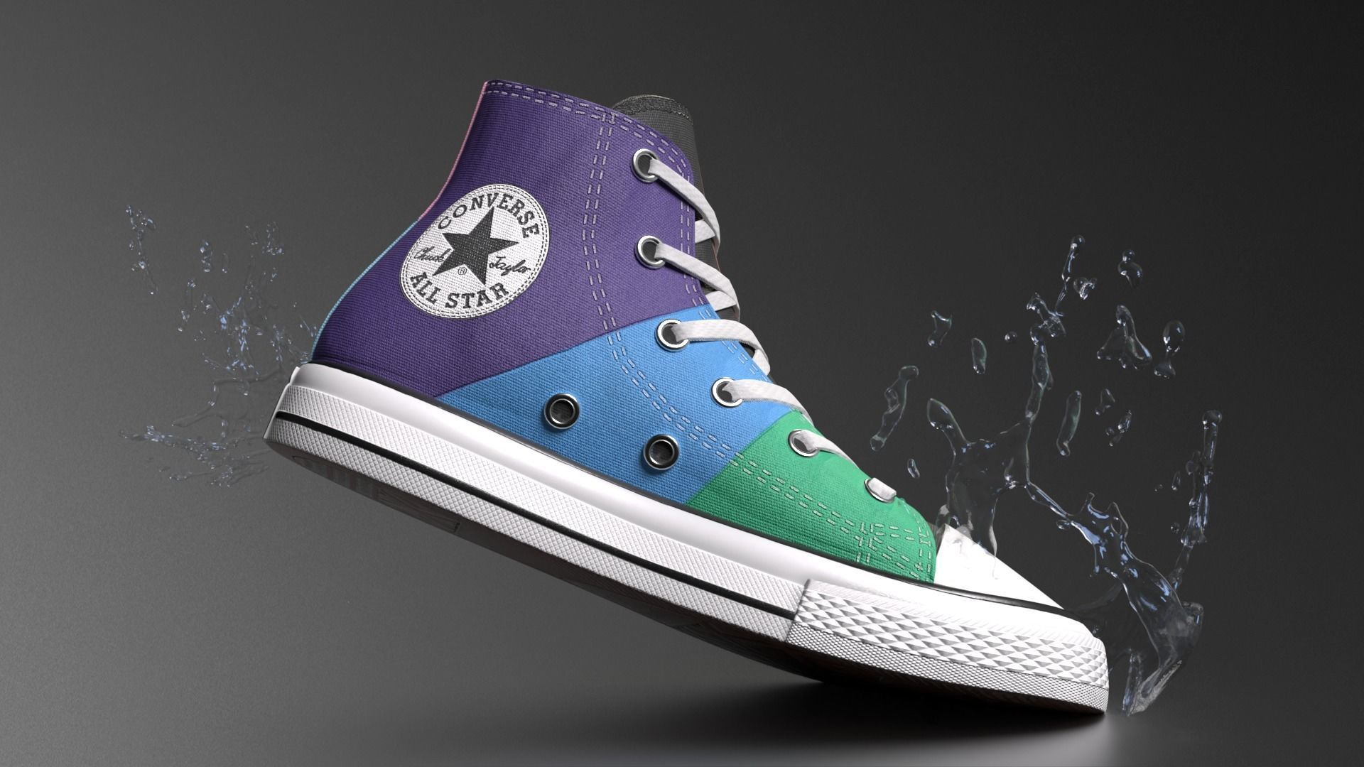Model PBR Shoes Converse Multicolor  Low-poly 3D model_4