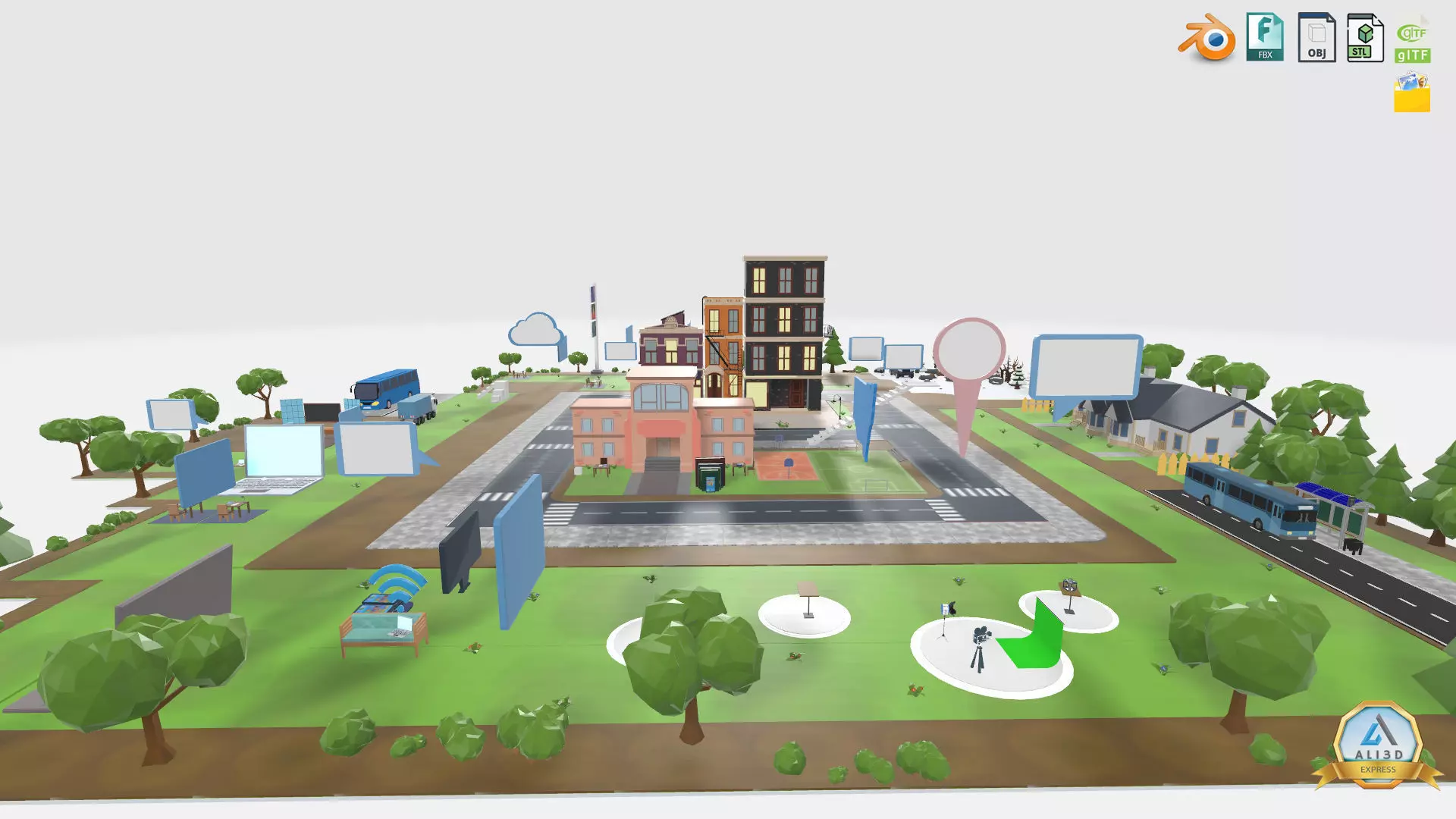 3D Metaverse FrameVR Environment Baked Low-poly 3D model_0