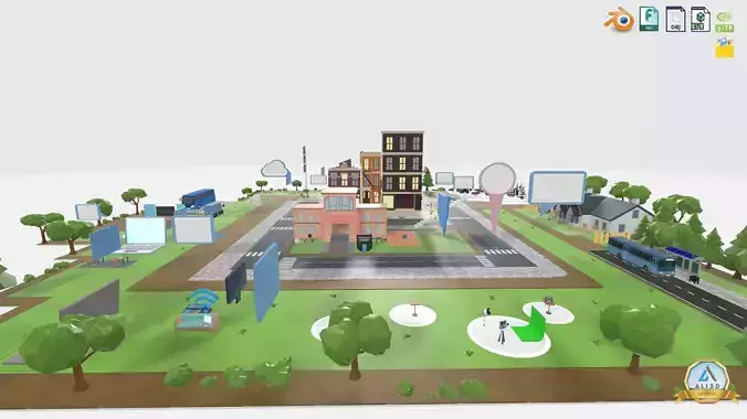 3D Metaverse FrameVR Environment Baked Low-poly 3D model
