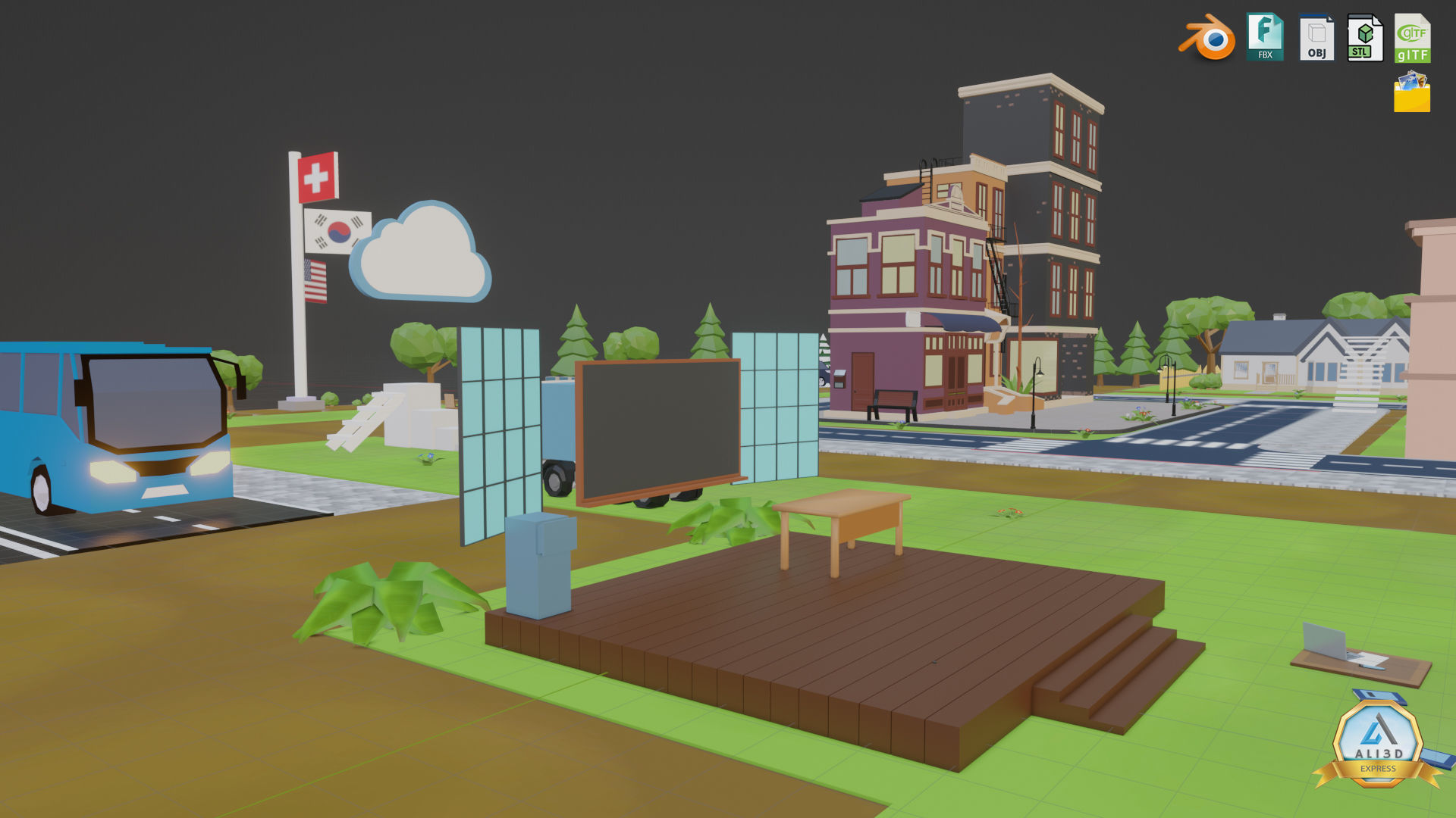 3D Metaverse FrameVR Environment Baked Low-poly 3D model_12