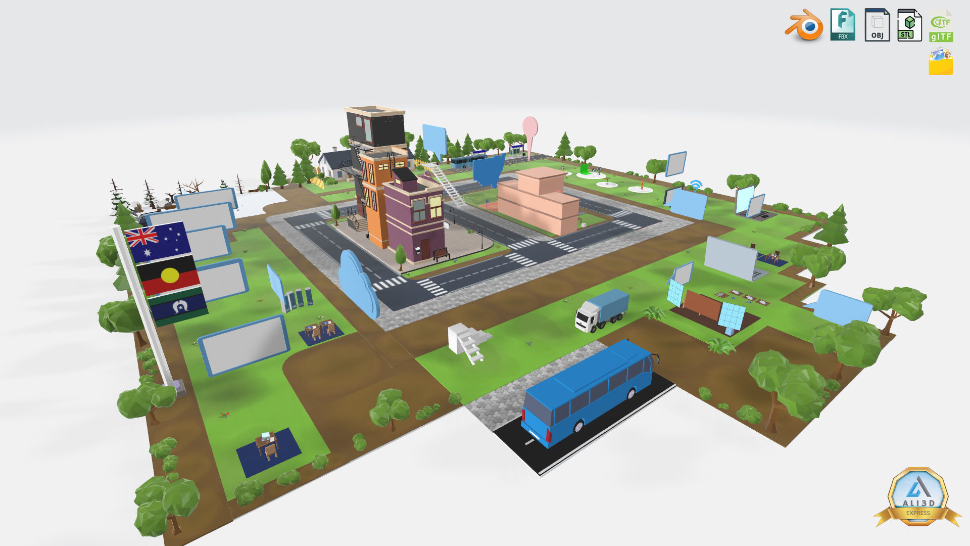 3D Metaverse FrameVR Environment Baked Low-poly 3D model_17
