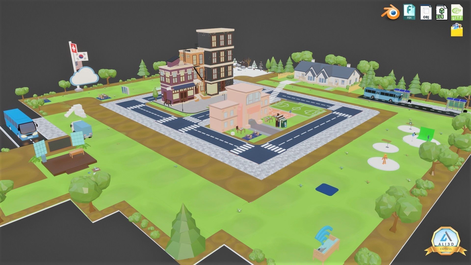 3D Metaverse FrameVR Environment Baked Low-poly 3D model_1