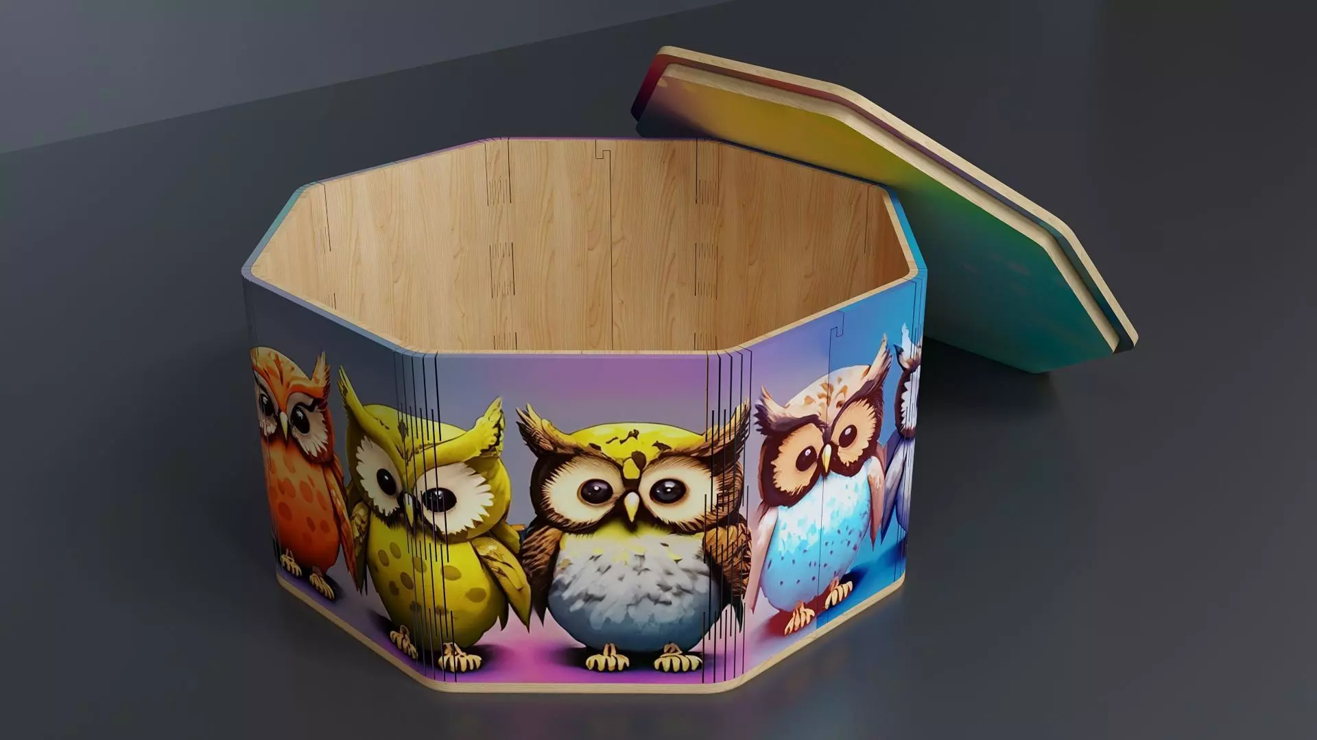 Eight sided giftbox Low-poly 3D model_0