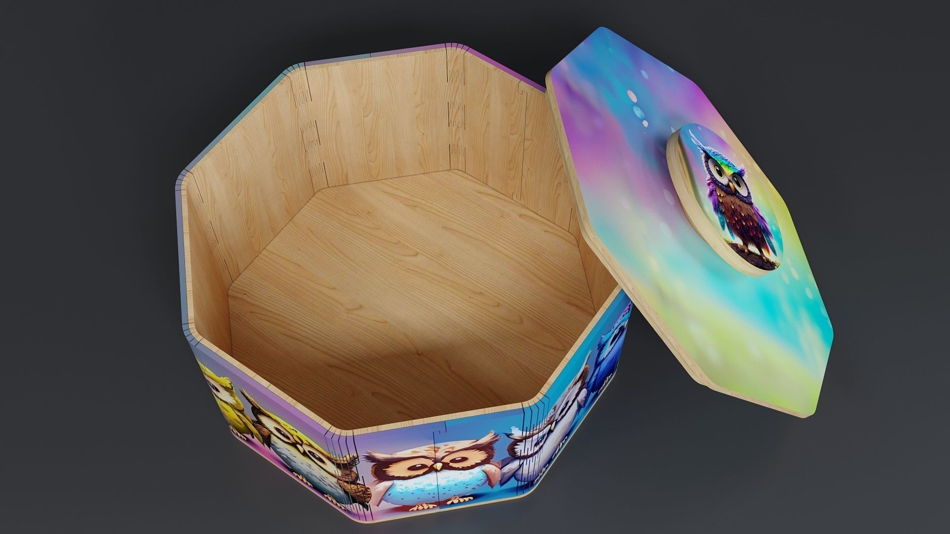 Eight sided giftbox Low-poly 3D model_1