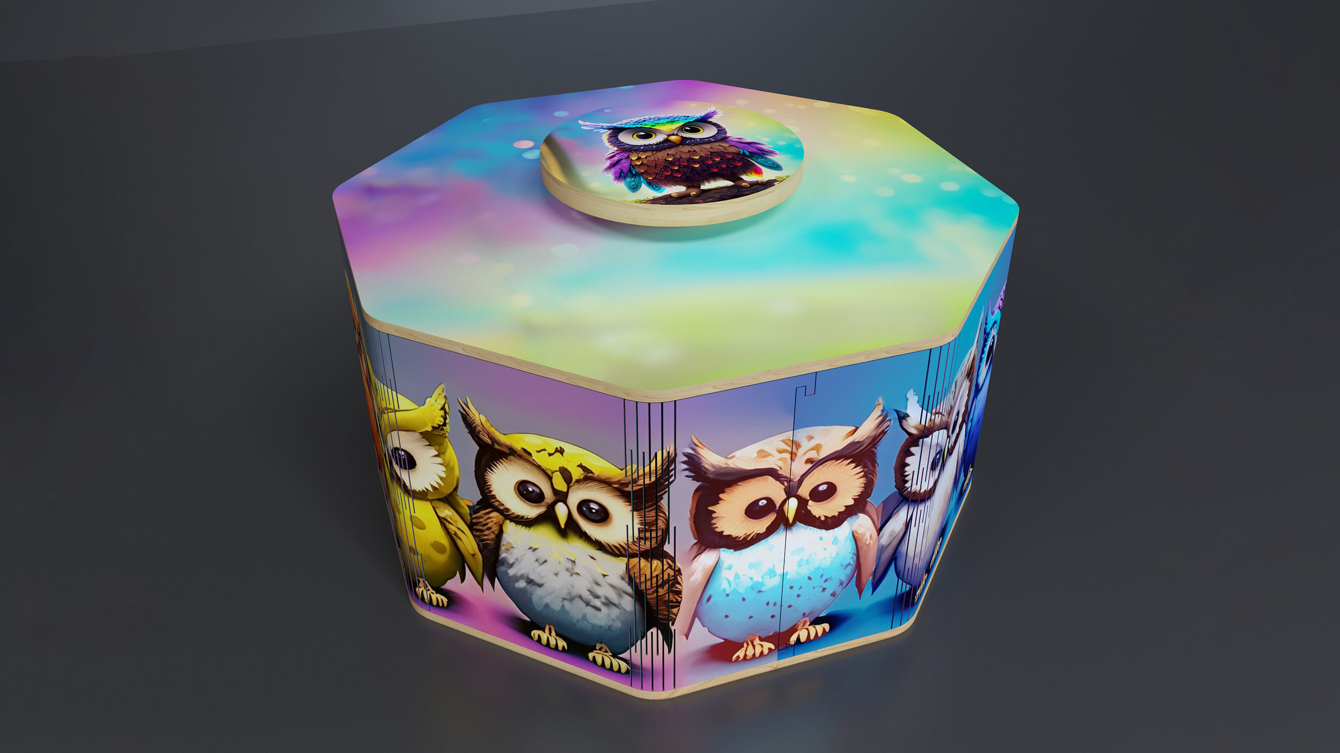 Eight sided giftbox Low-poly 3D model_5