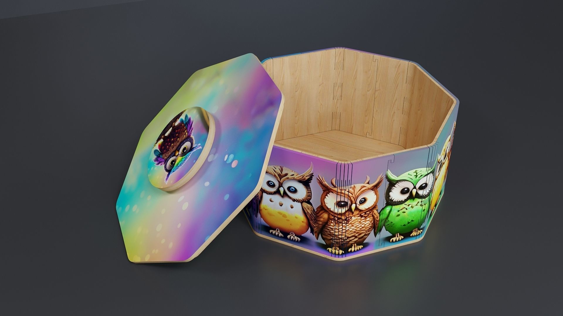 Eight sided giftbox Low-poly 3D model_6