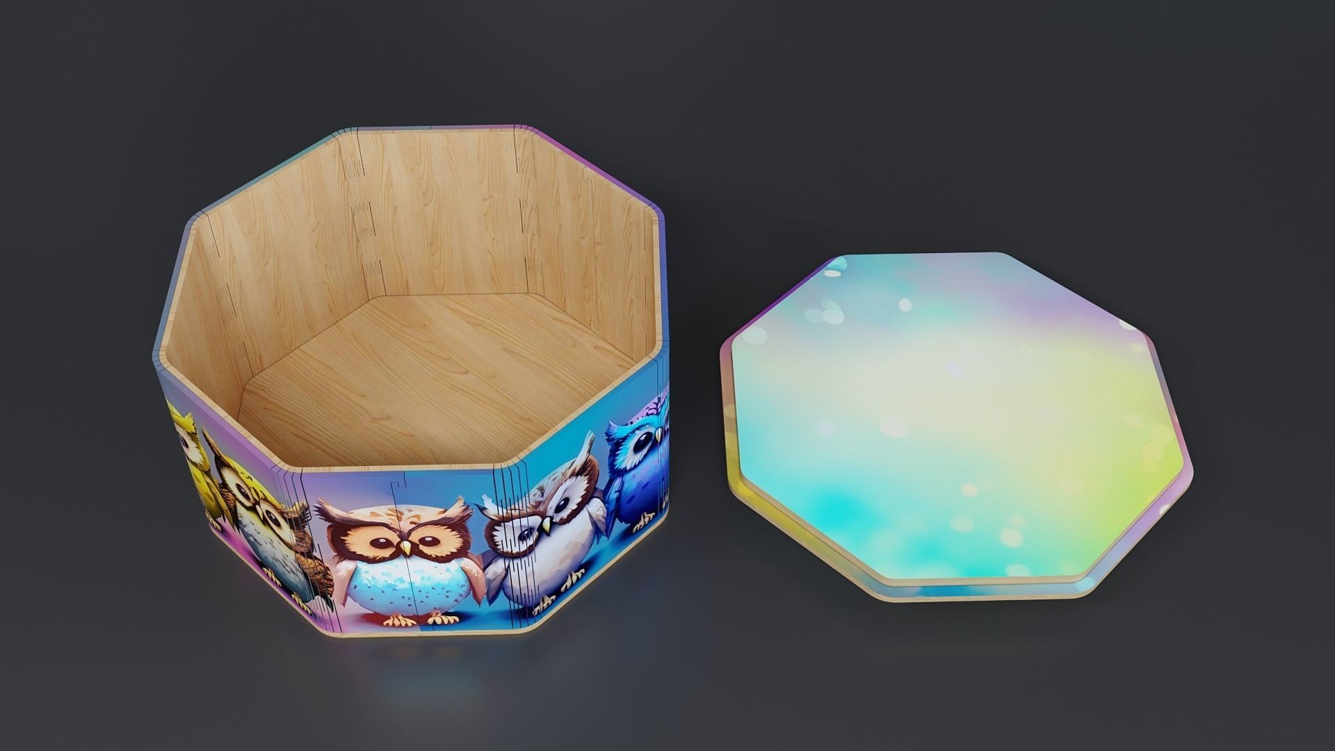 Eight sided giftbox Low-poly 3D model_2