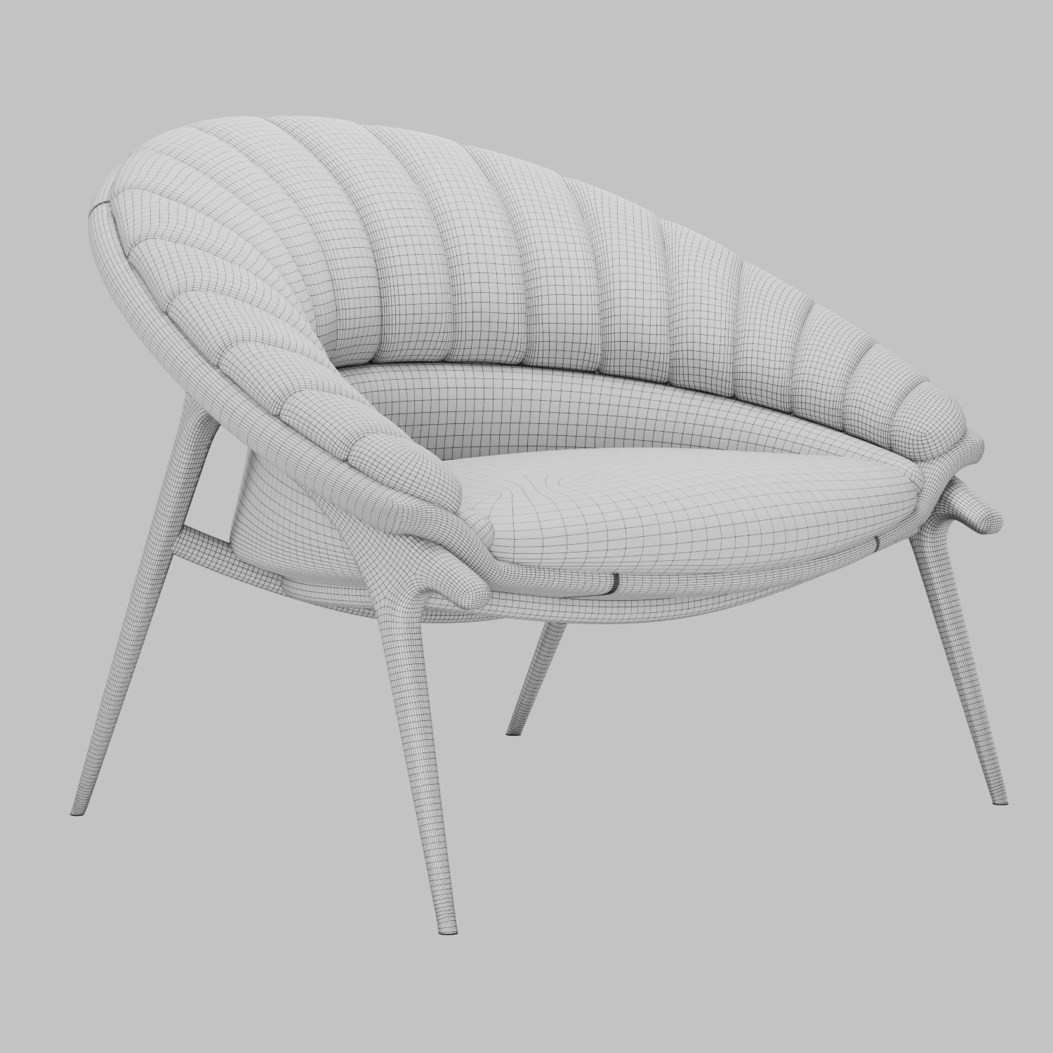 Phu Cau Walnut Modern Armchair by Alma de Luce 3D model_5