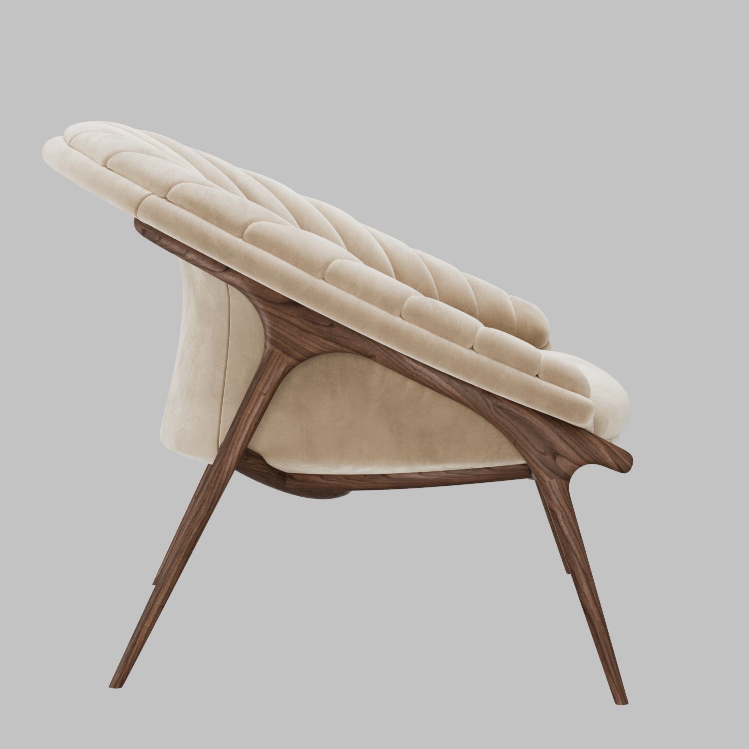 Phu Cau Walnut Modern Armchair by Alma de Luce 3D model_2