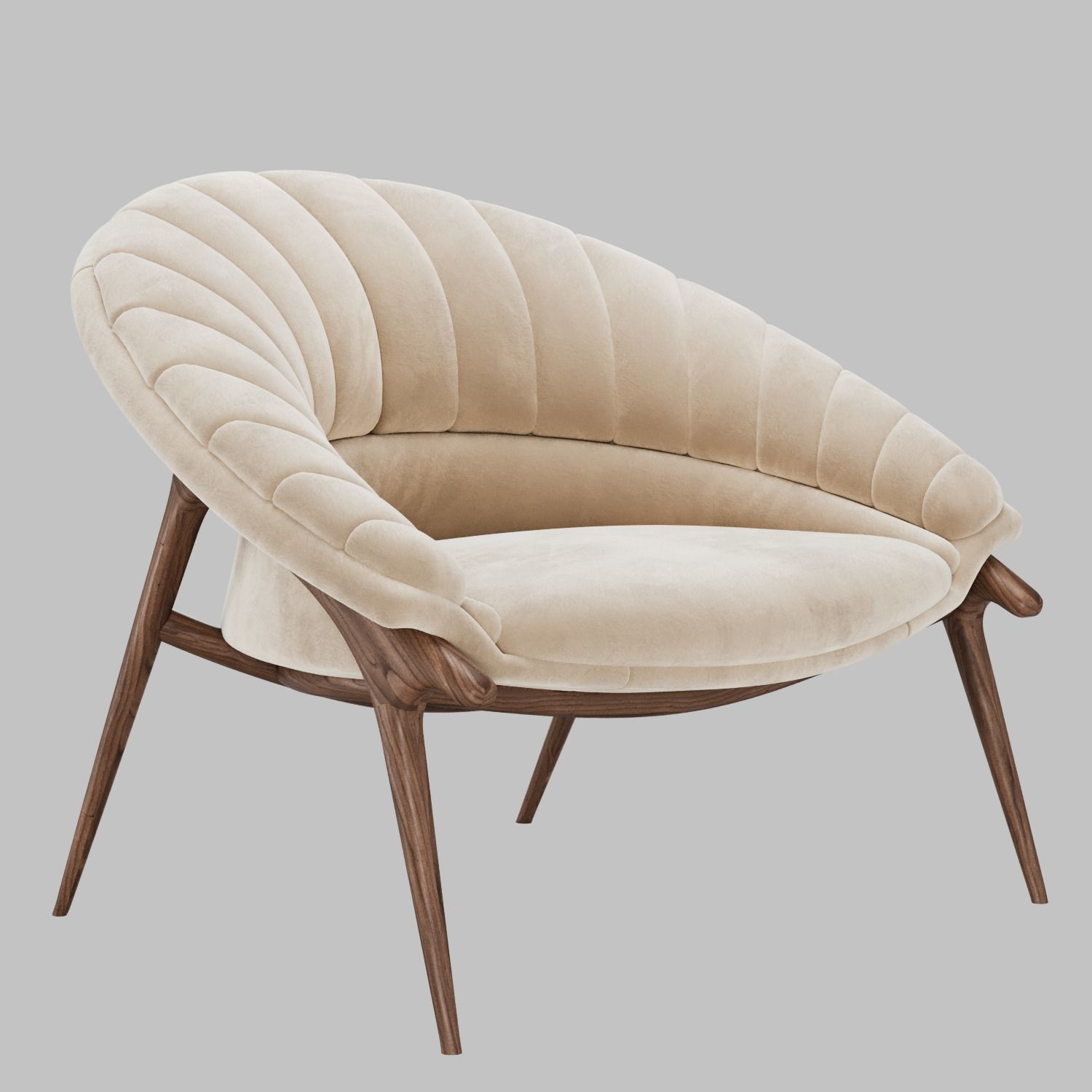 Phu Cau Walnut Modern Armchair by Alma de Luce 3D model_1