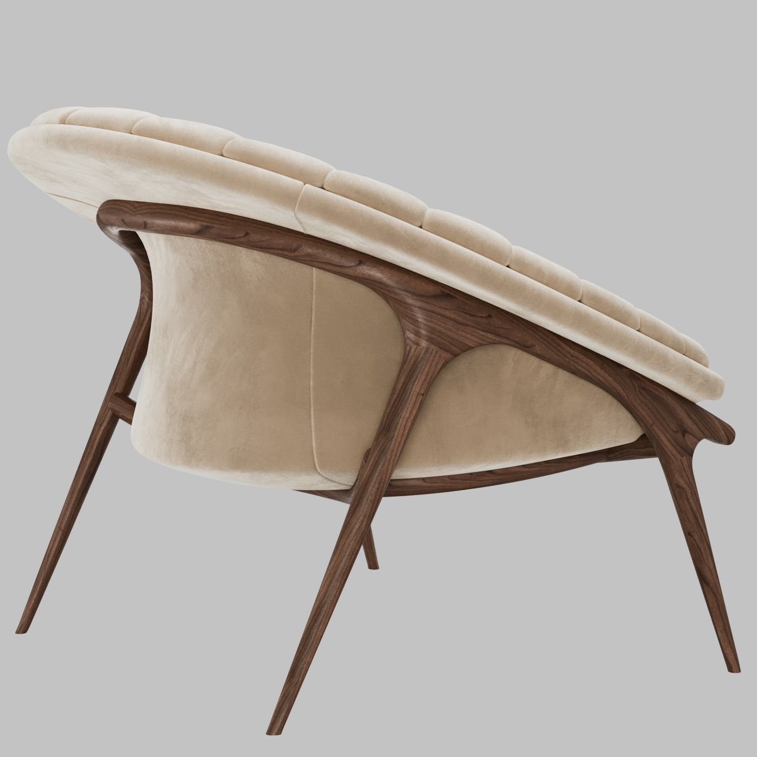 Phu Cau Walnut Modern Armchair by Alma de Luce 3D model_4