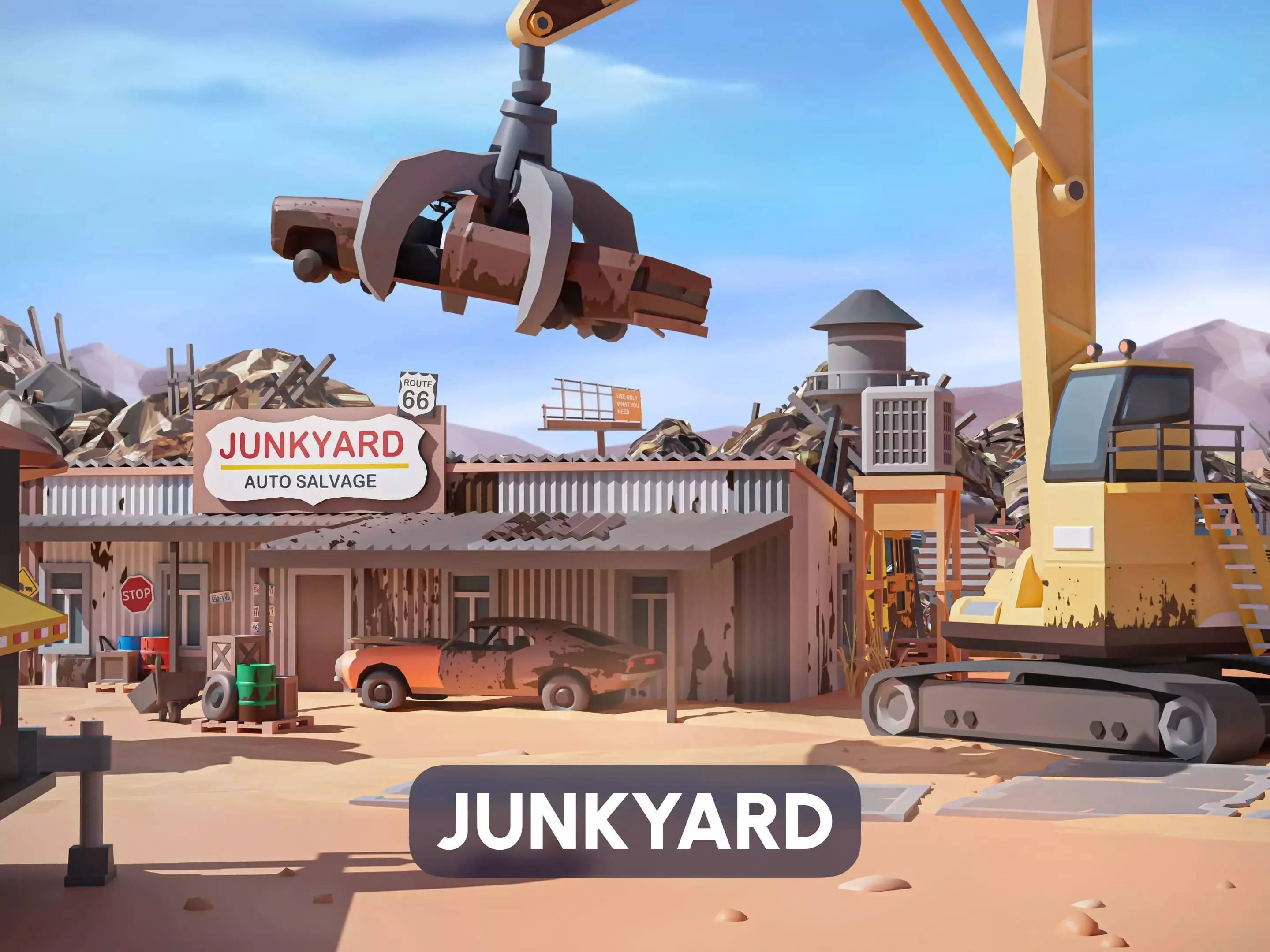 Junkyard Low-poly 3D model_0