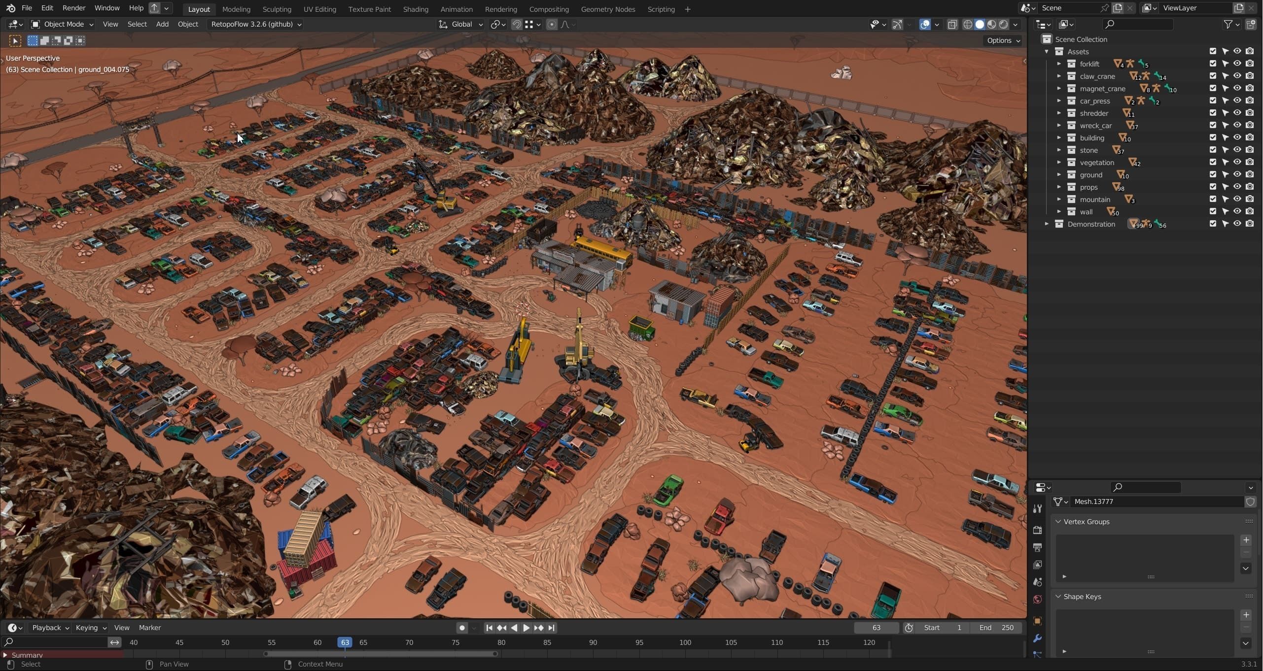 Junkyard Low-poly 3D model_37