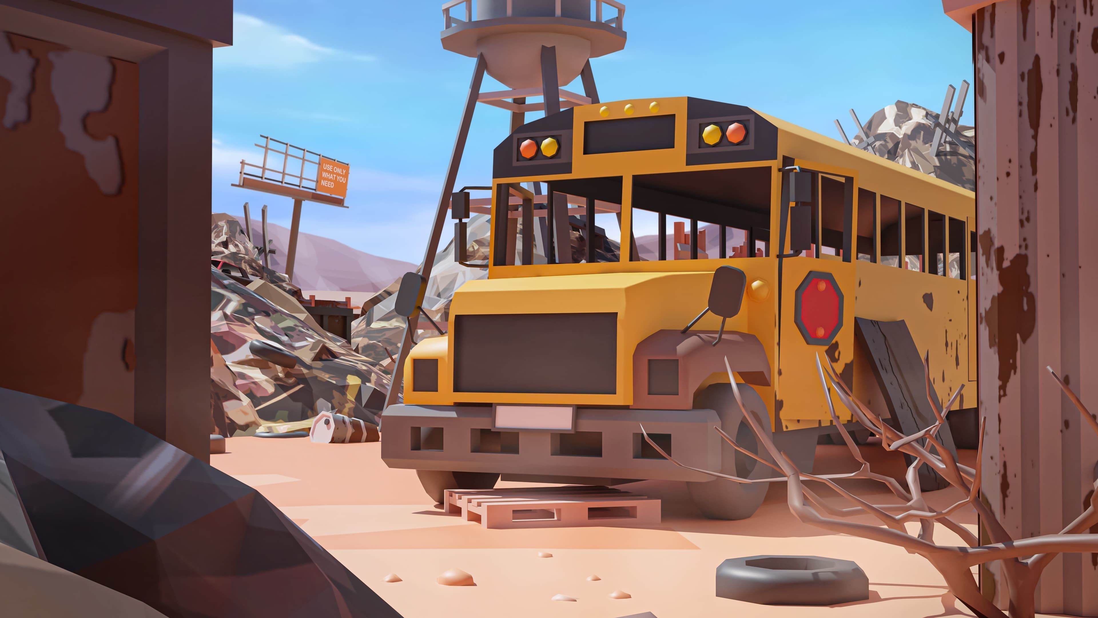 Junkyard Low-poly 3D model_7