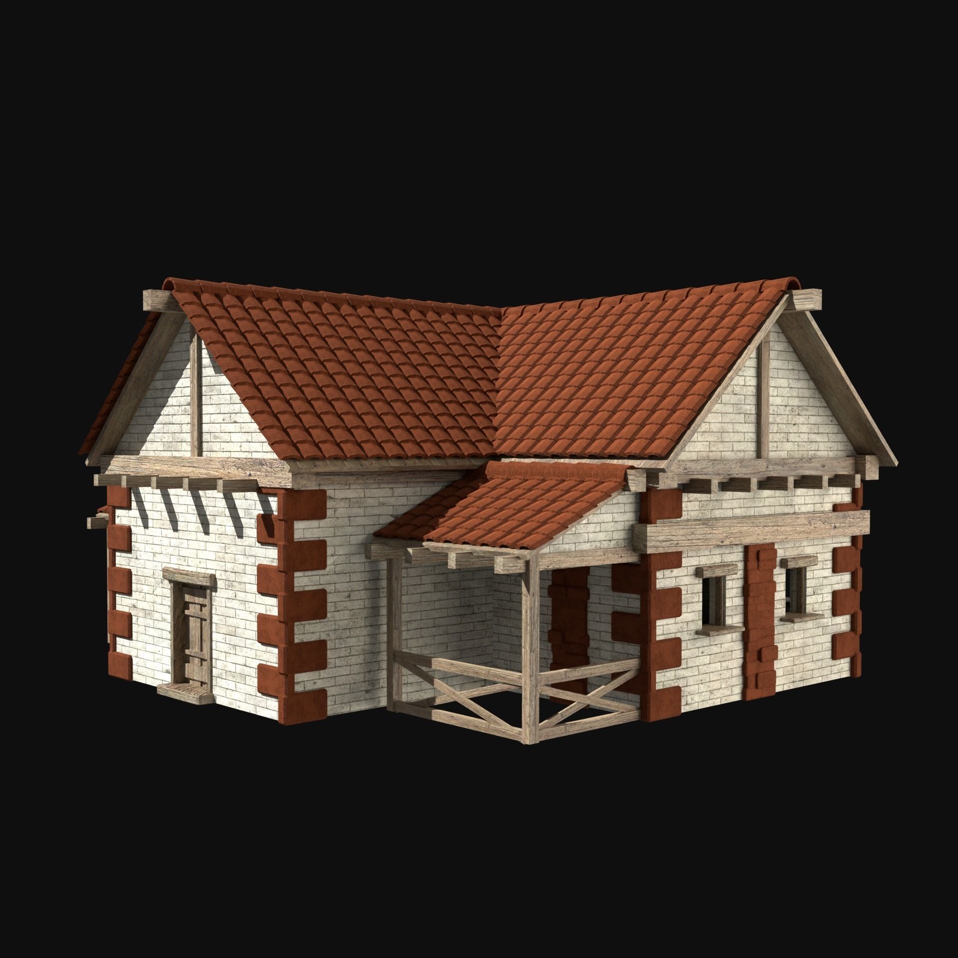 ROMAN ANCIENT GREEK STONE ROME HOUSE HUT BUILDING COLLECTION Low-poly 3D model_19