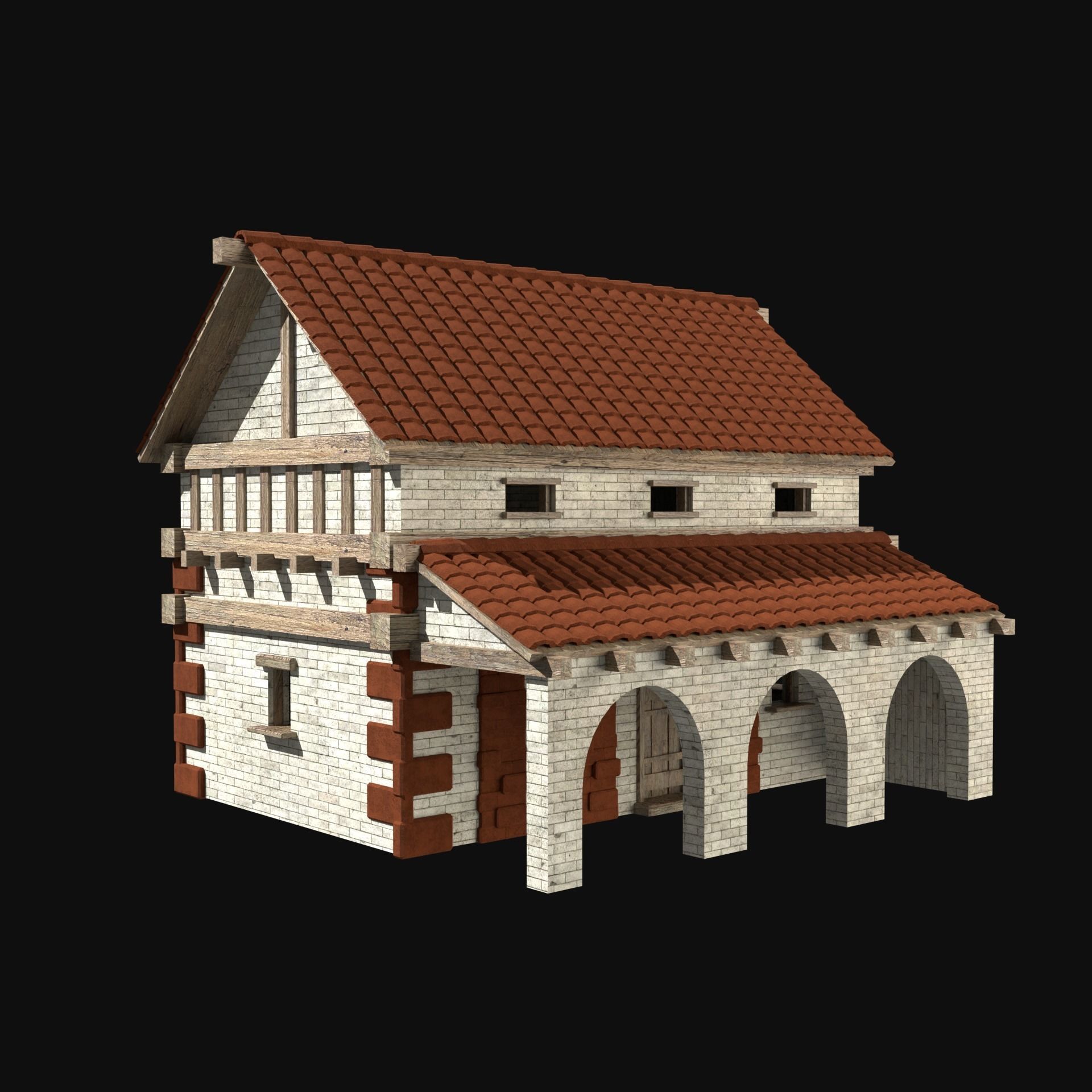 ROMAN ANCIENT GREEK STONE ROME HOUSE HUT BUILDING COLLECTION Low-poly 3D model_28