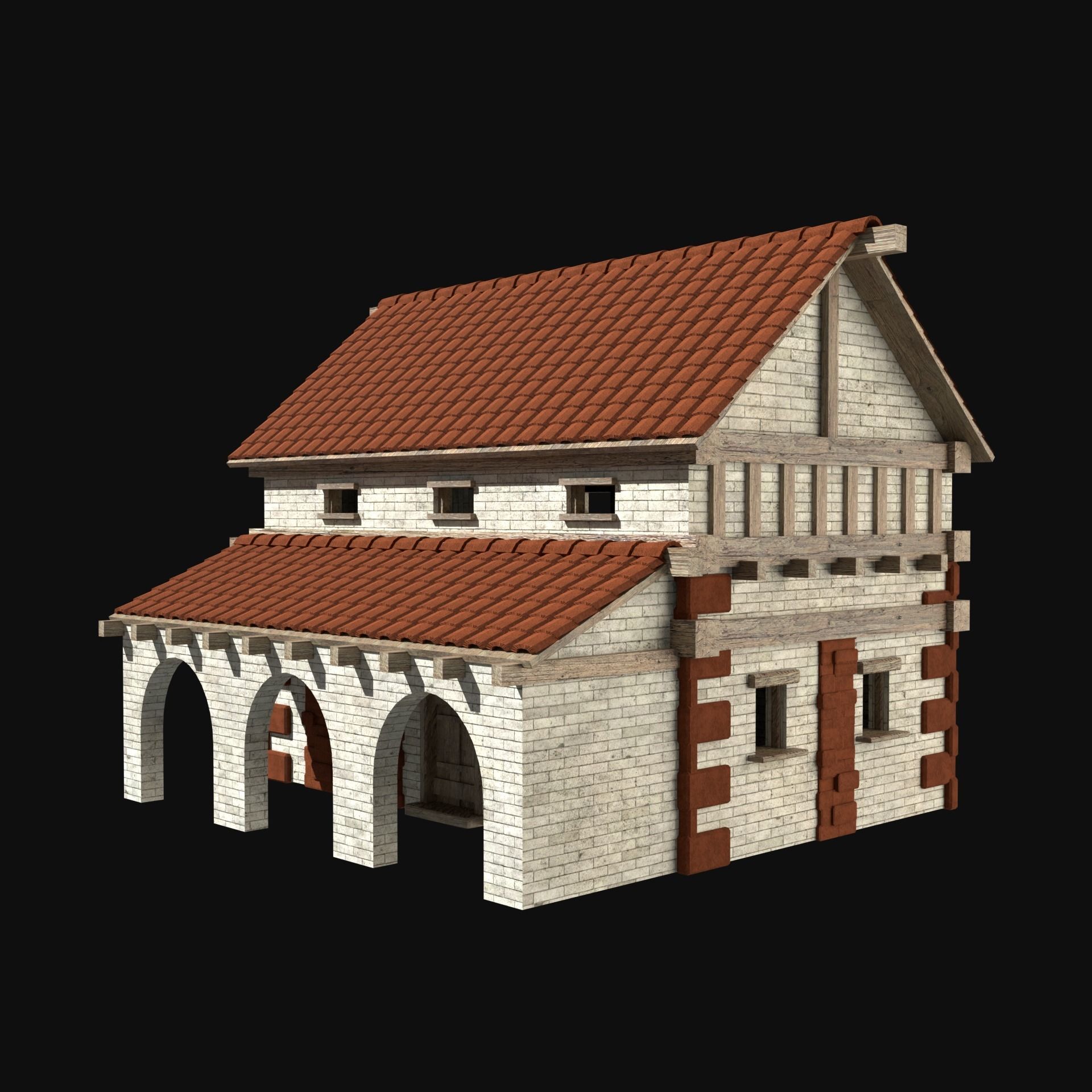 ROMAN ANCIENT GREEK STONE ROME HOUSE HUT BUILDING COLLECTION Low-poly 3D model_18