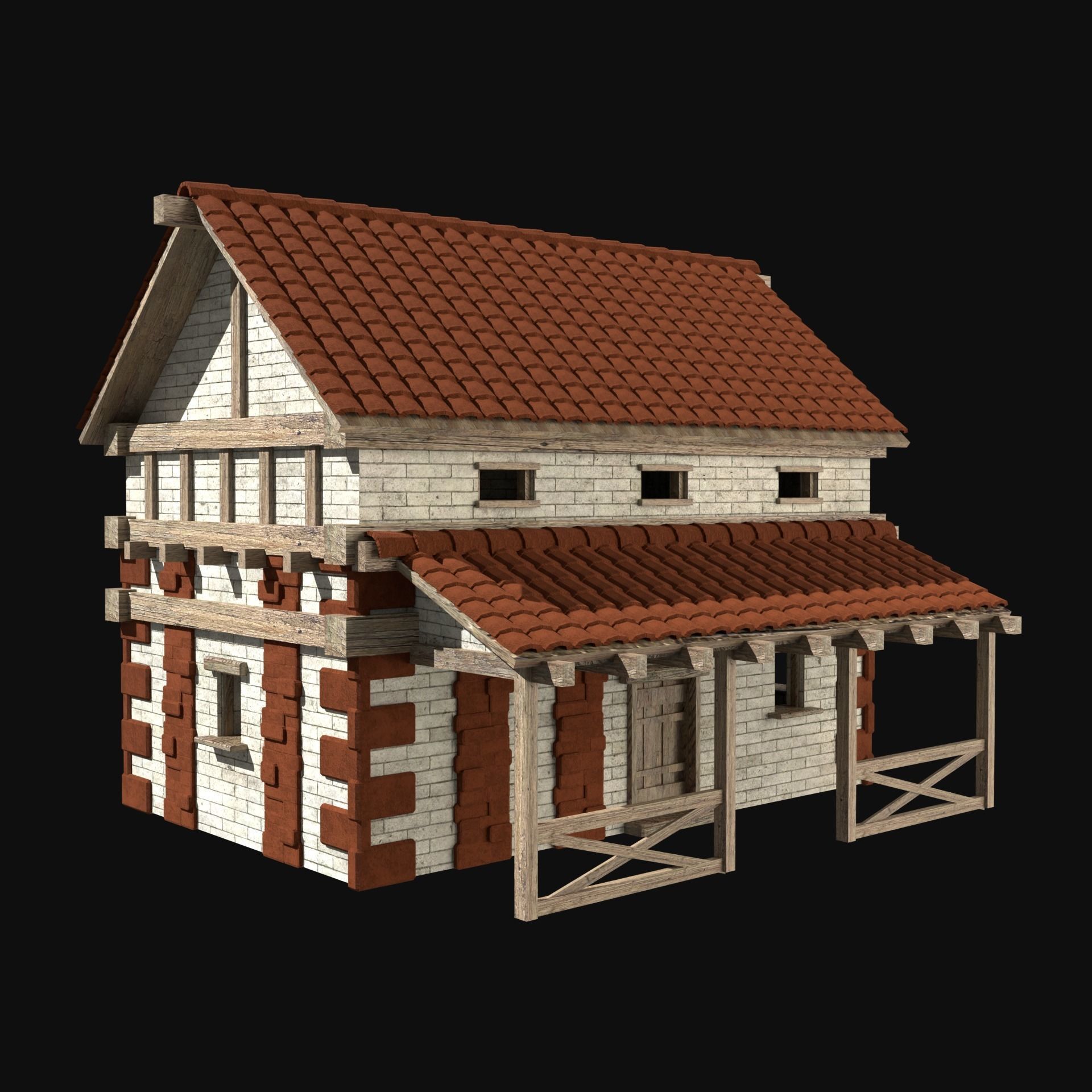 ROMAN ANCIENT GREEK STONE ROME HOUSE HUT BUILDING COLLECTION Low-poly 3D model_3
