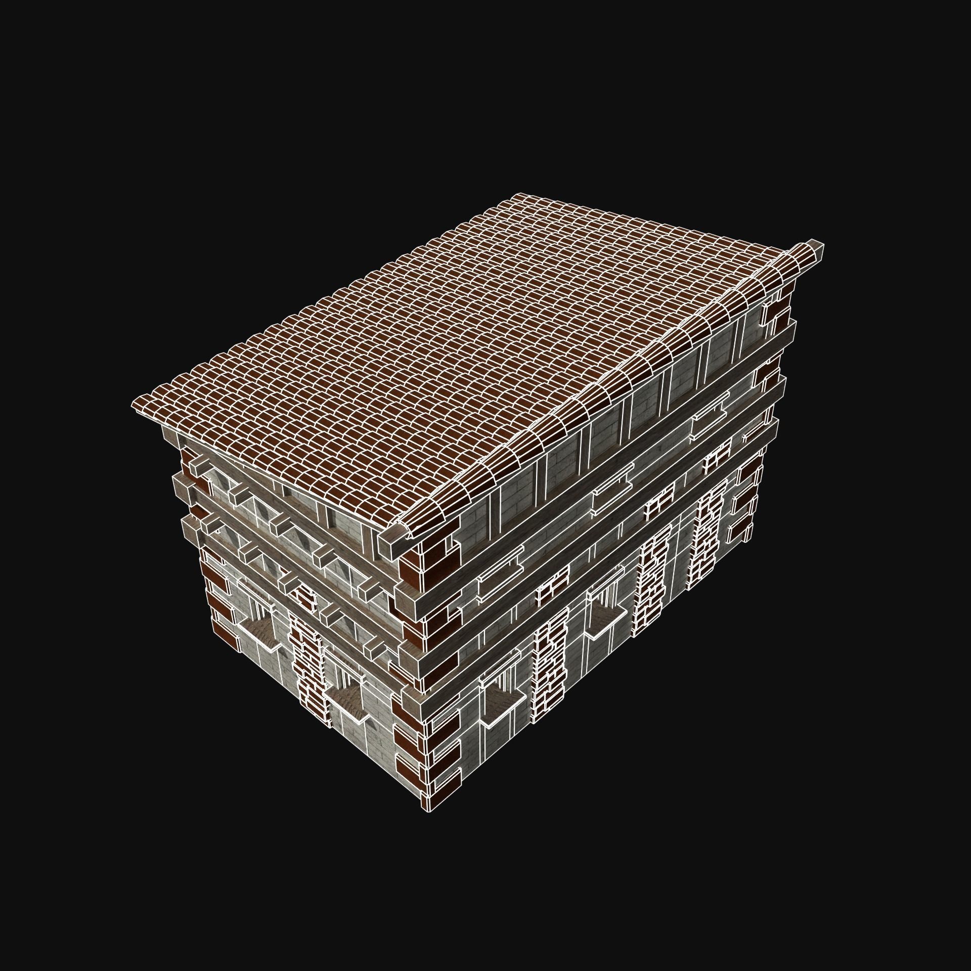 ROMAN ANCIENT GREEK STONE ROME HOUSE HUT BUILDING COLLECTION Low-poly 3D model_48