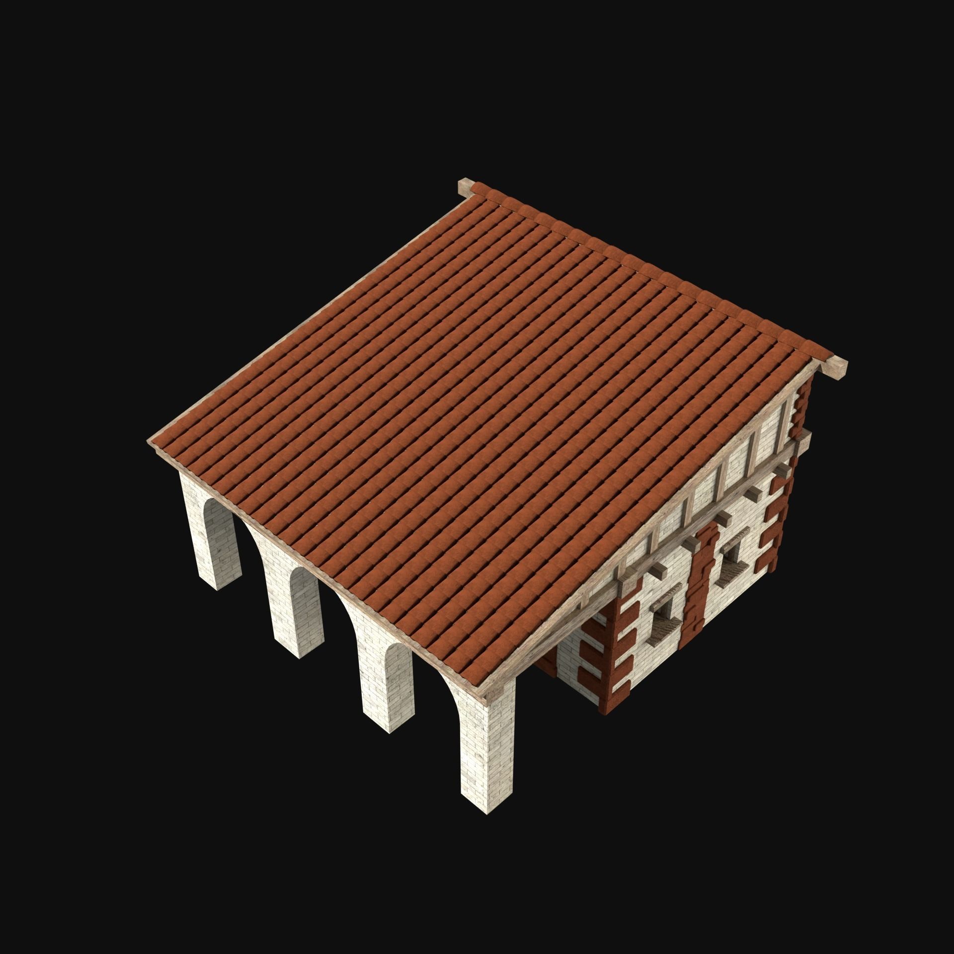 ROMAN ANCIENT GREEK STONE ROME HOUSE HUT BUILDING COLLECTION Low-poly 3D model_32