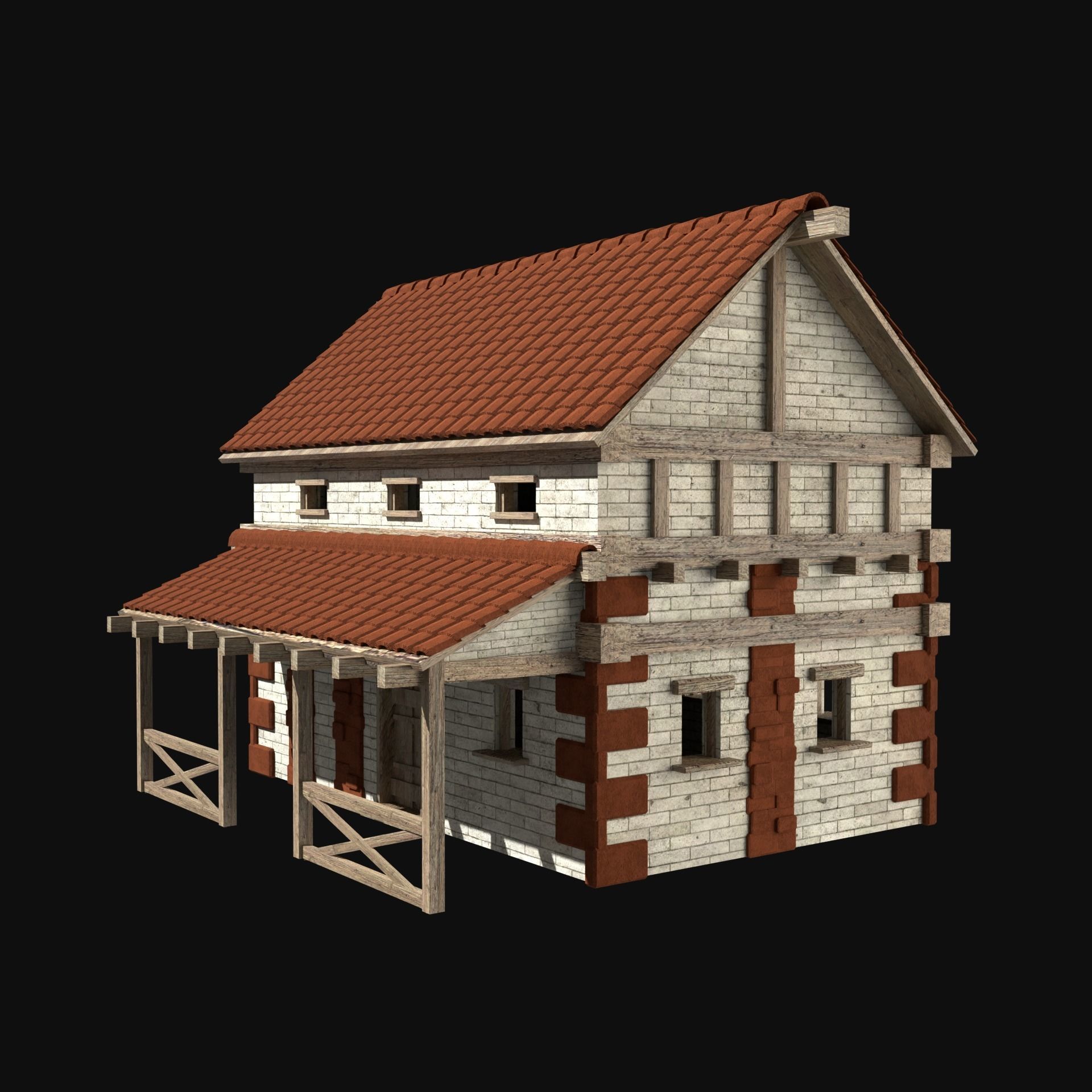 ROMAN ANCIENT GREEK STONE ROME HOUSE HUT BUILDING COLLECTION Low-poly 3D model_14