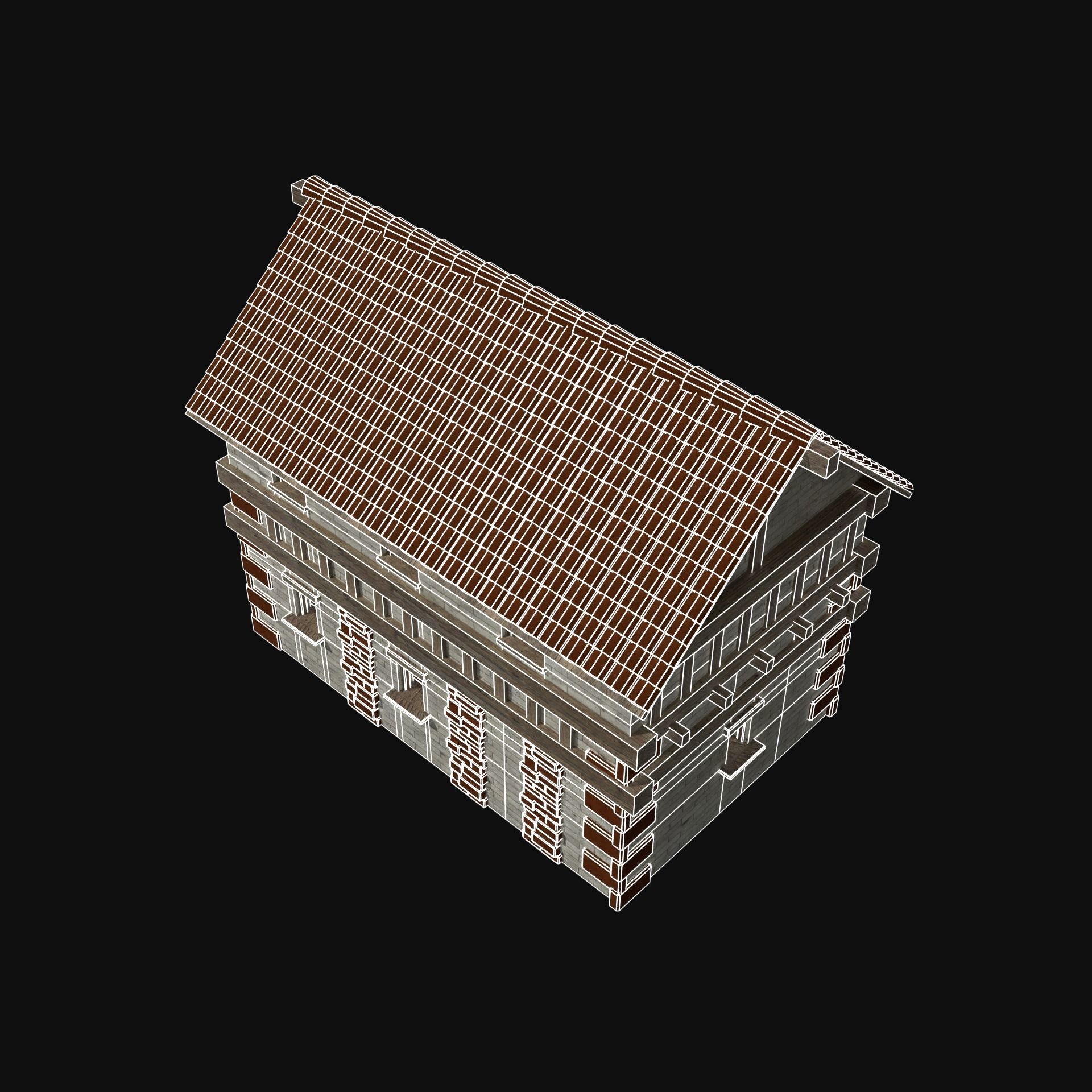 ROMAN ANCIENT GREEK STONE ROME HOUSE HUT BUILDING COLLECTION Low-poly 3D model_44