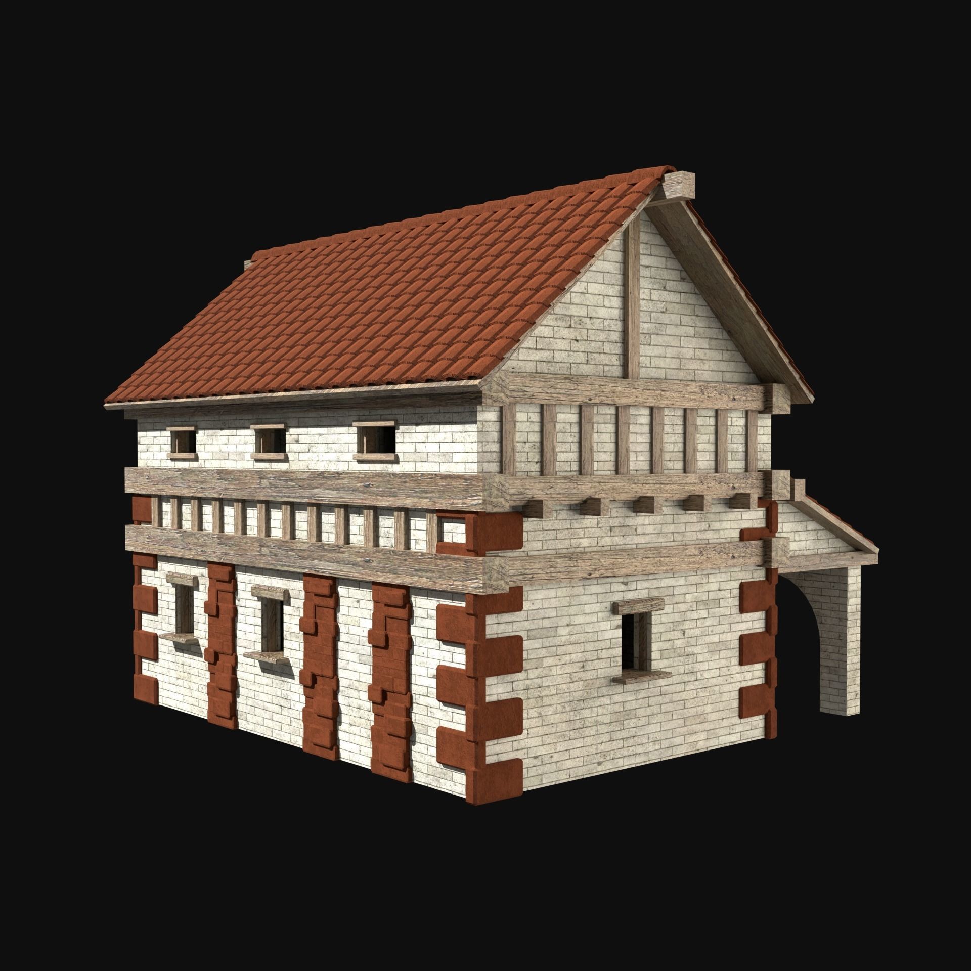 ROMAN ANCIENT GREEK STONE ROME HOUSE HUT BUILDING COLLECTION Low-poly 3D model_7