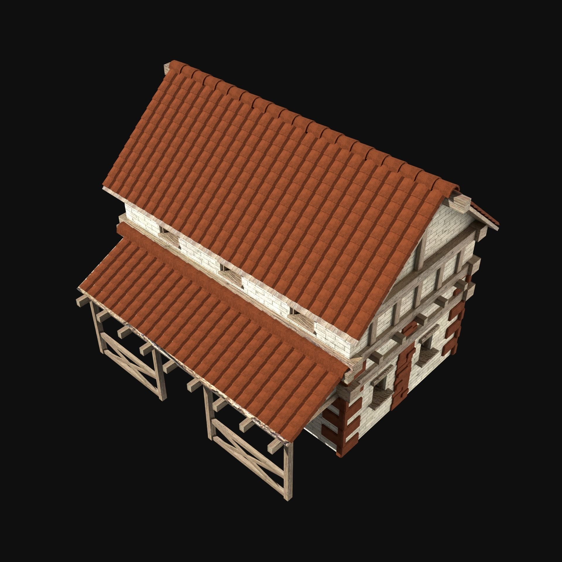 ROMAN ANCIENT GREEK STONE ROME HOUSE HUT BUILDING COLLECTION Low-poly 3D model_33