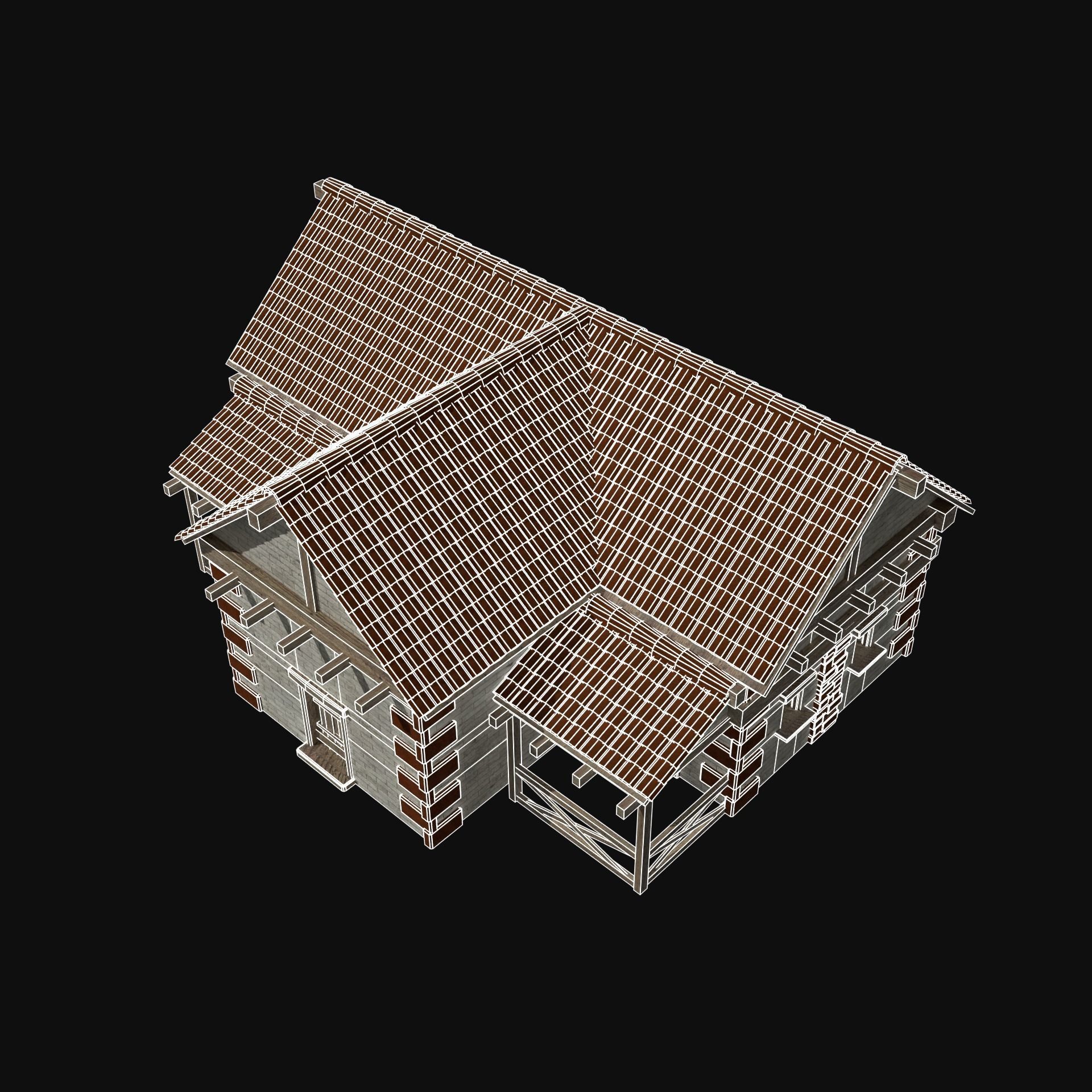 ROMAN ANCIENT GREEK STONE ROME HOUSE HUT BUILDING COLLECTION Low-poly 3D model_47