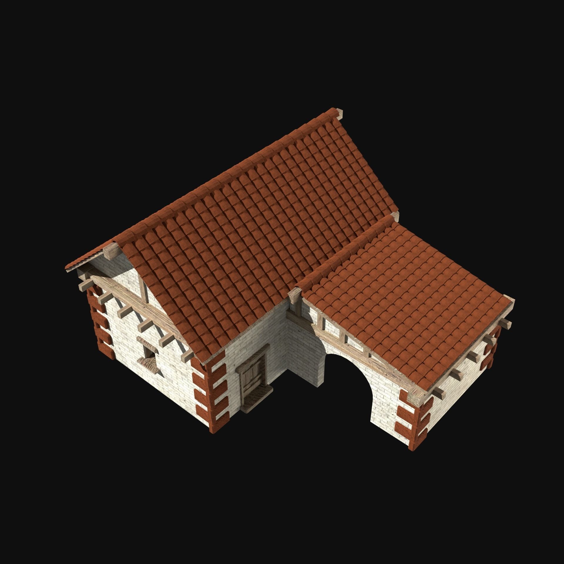 ROMAN ANCIENT GREEK STONE ROME HOUSE HUT BUILDING COLLECTION Low-poly 3D model_31
