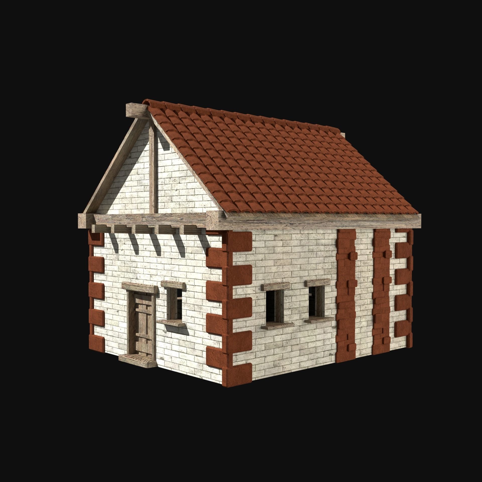 ROMAN ANCIENT GREEK STONE ROME HOUSE HUT BUILDING COLLECTION Low-poly 3D model_15