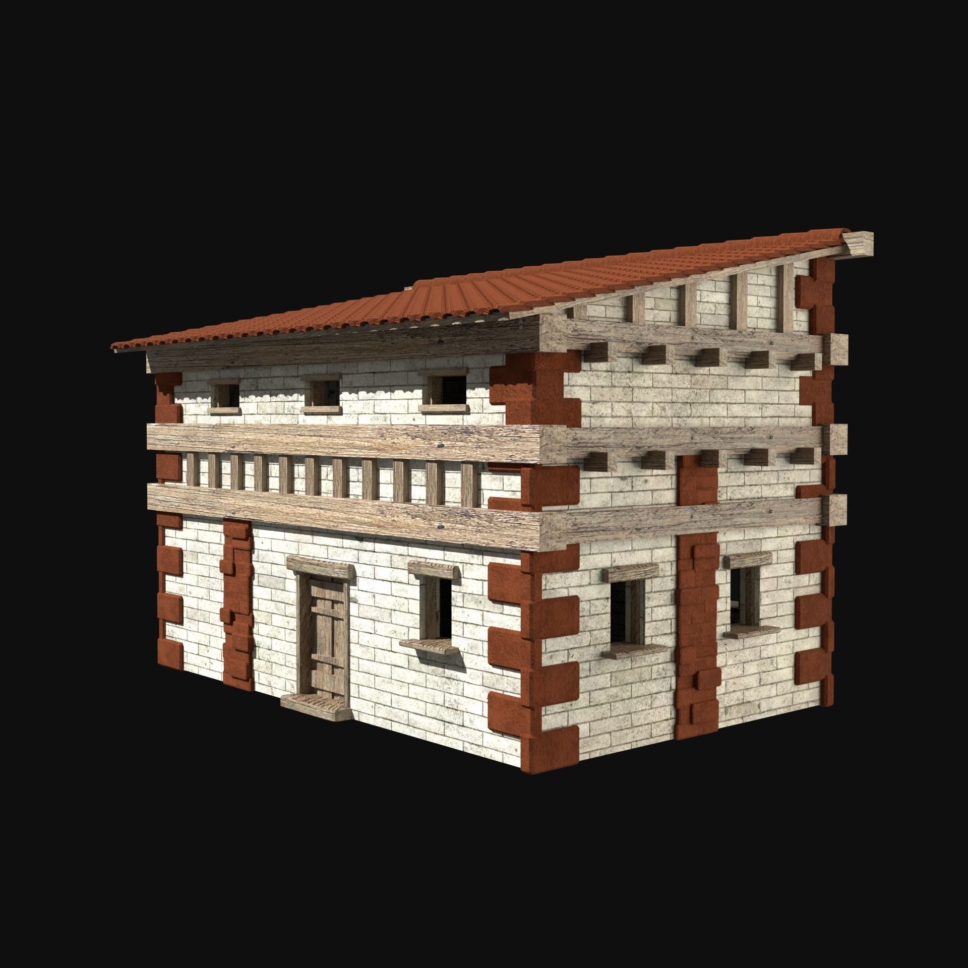 ROMAN ANCIENT GREEK STONE ROME HOUSE HUT BUILDING COLLECTION Low-poly 3D model_20