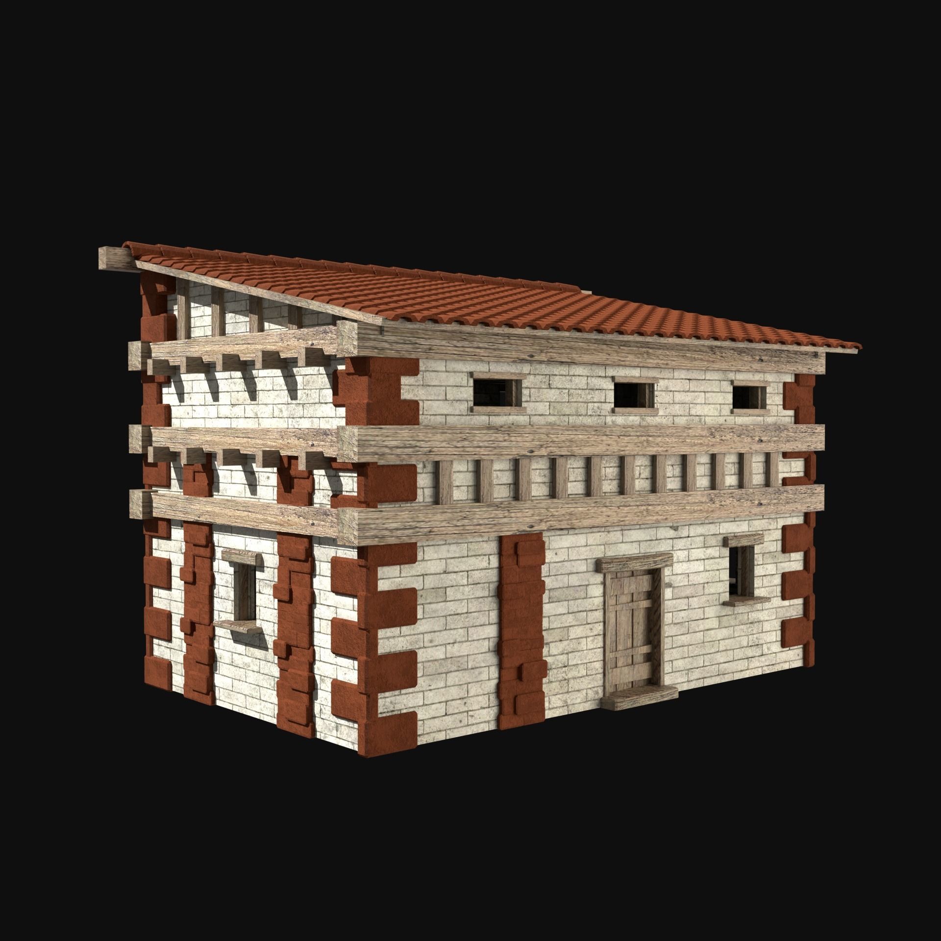 ROMAN ANCIENT GREEK STONE ROME HOUSE HUT BUILDING COLLECTION Low-poly 3D model_9