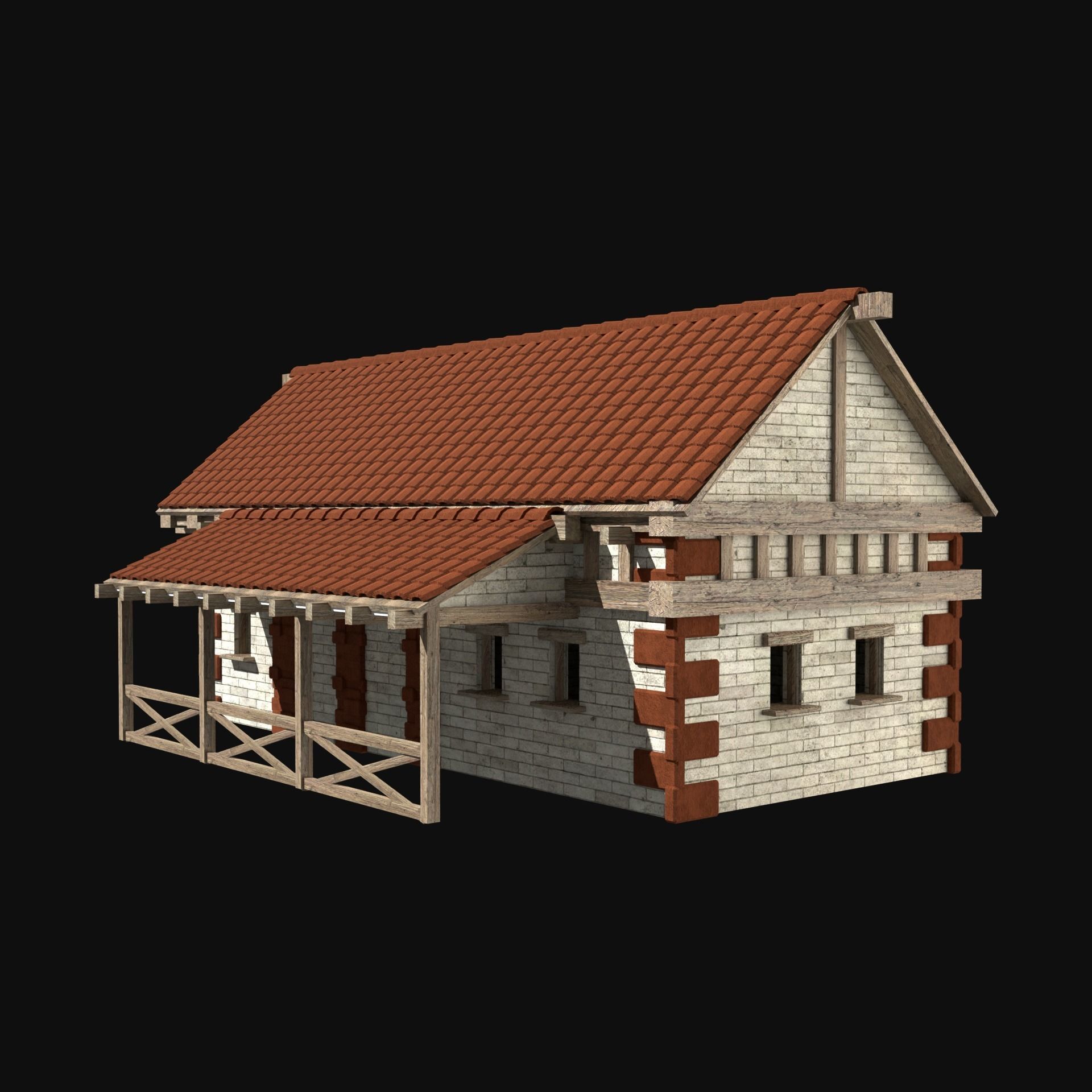ROMAN ANCIENT GREEK STONE ROME HOUSE HUT BUILDING COLLECTION Low-poly 3D model_27