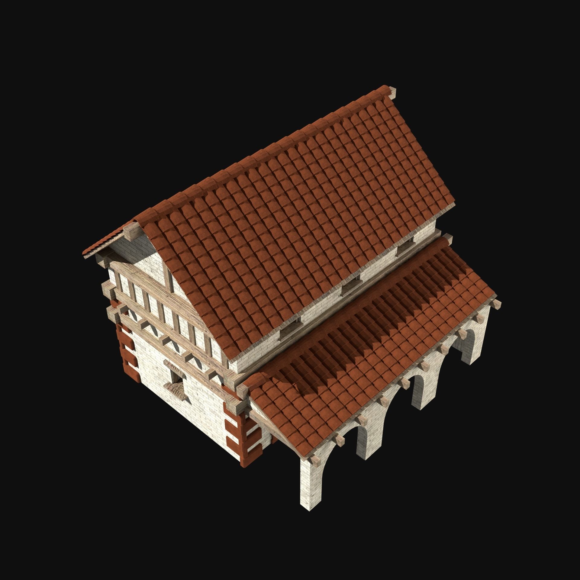 ROMAN ANCIENT GREEK STONE ROME HOUSE HUT BUILDING COLLECTION Low-poly 3D model_37