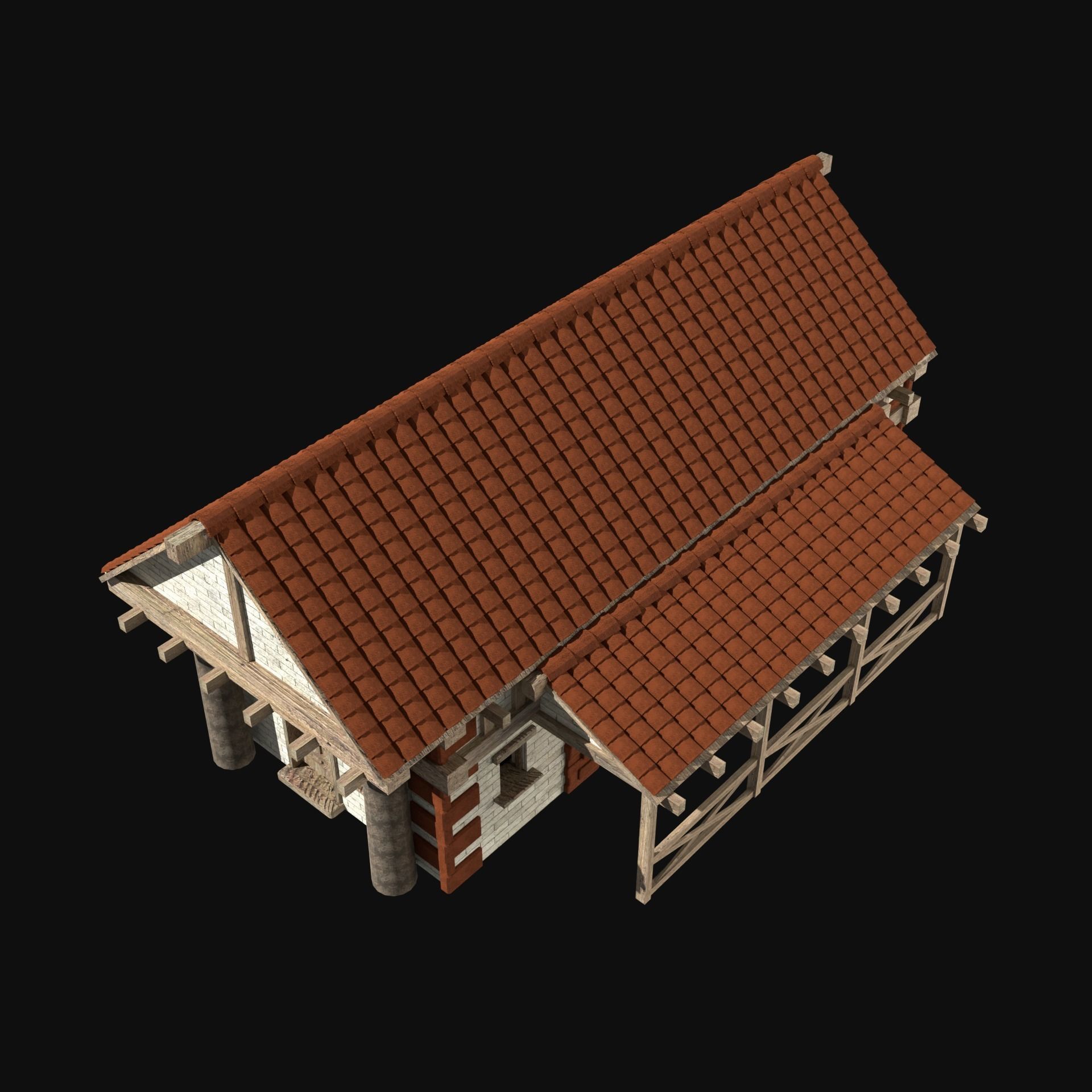 ROMAN ANCIENT GREEK STONE ROME HOUSE HUT BUILDING COLLECTION Low-poly 3D model_36