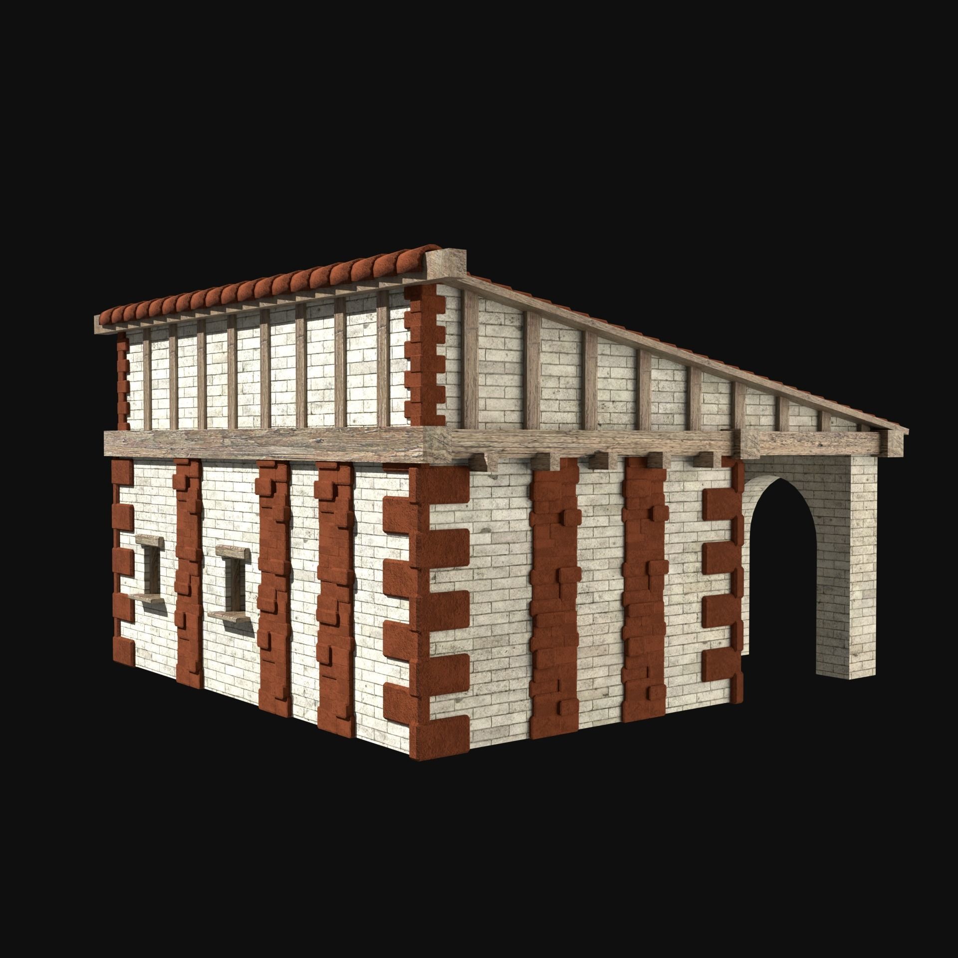 ROMAN ANCIENT GREEK STONE ROME HOUSE HUT BUILDING COLLECTION Low-poly 3D model_23