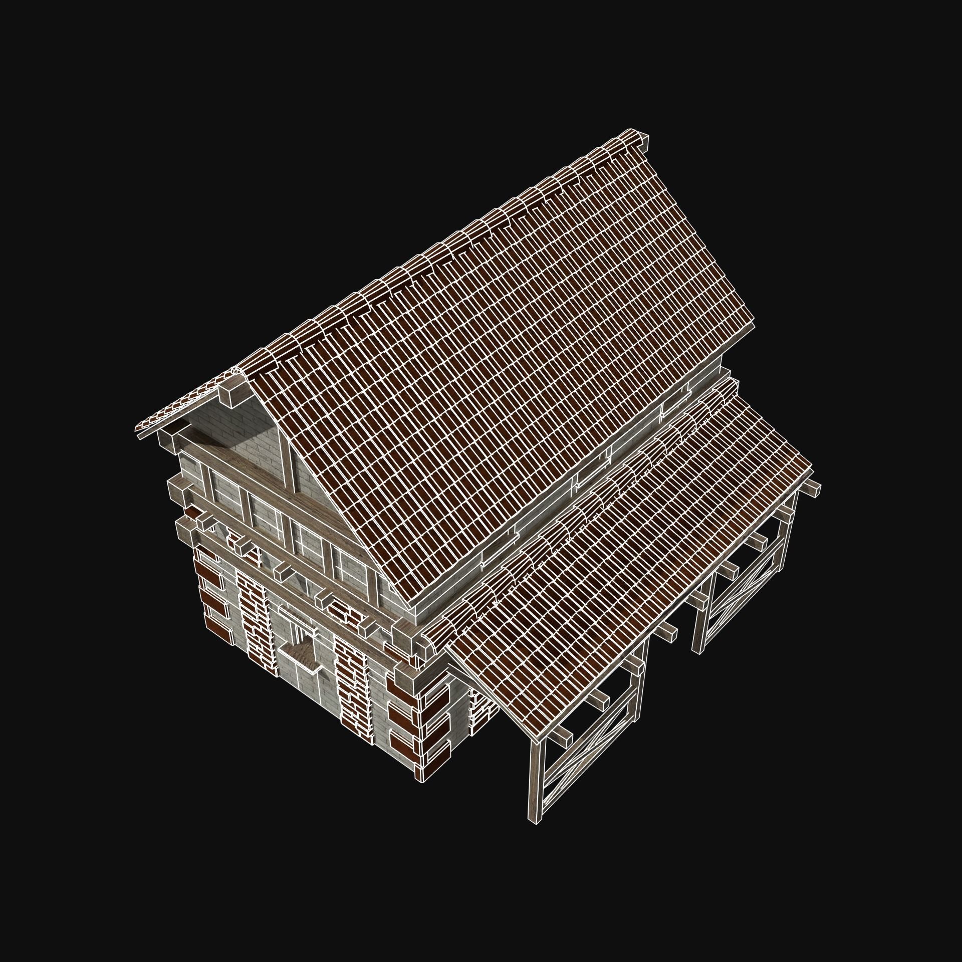 ROMAN ANCIENT GREEK STONE ROME HOUSE HUT BUILDING COLLECTION Low-poly 3D model_42